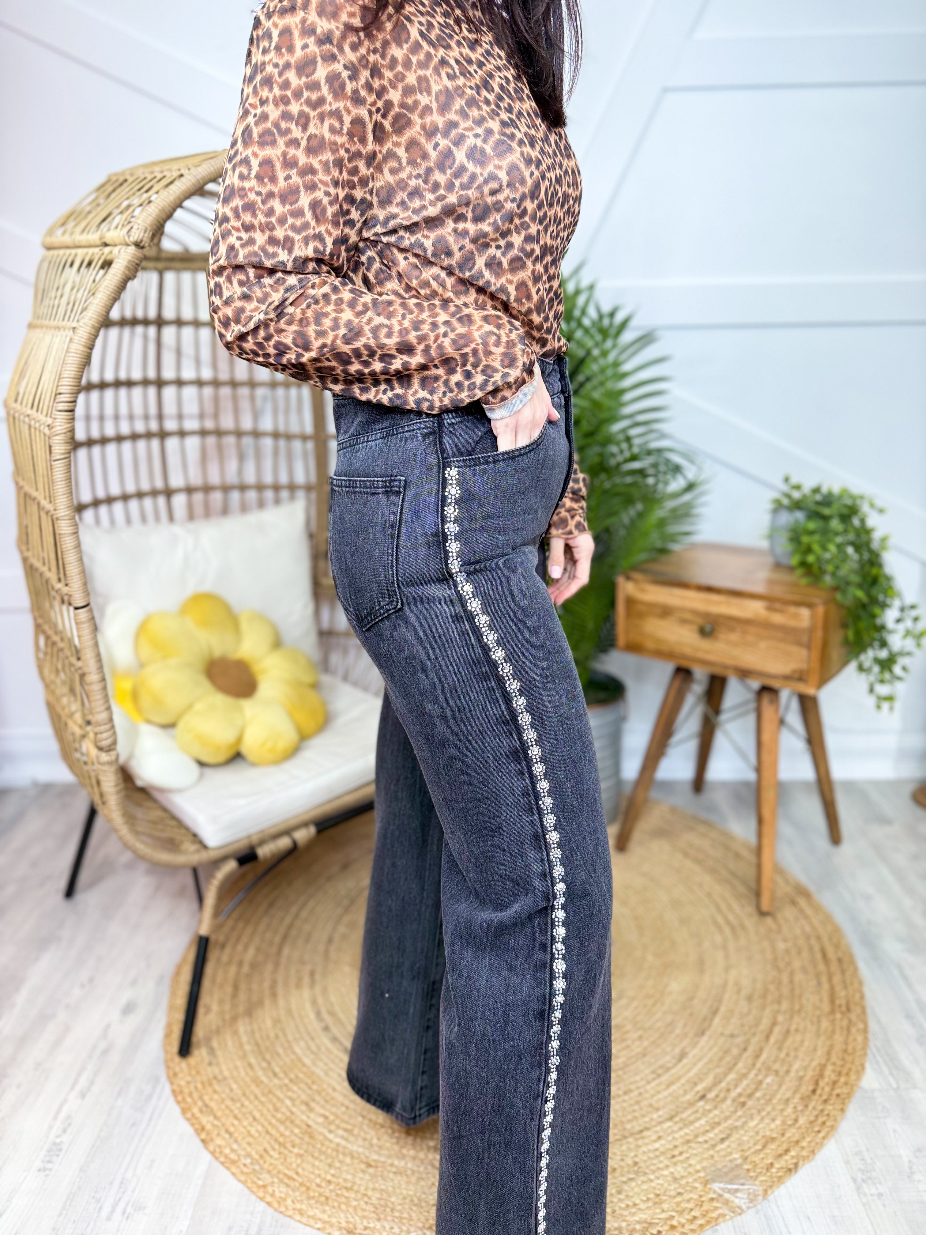 Glimmer Denim Jeans-190 JEANS-Vocal-Heathered Boho Boutique, Women's Fashion and Accessories in Palmetto, FL