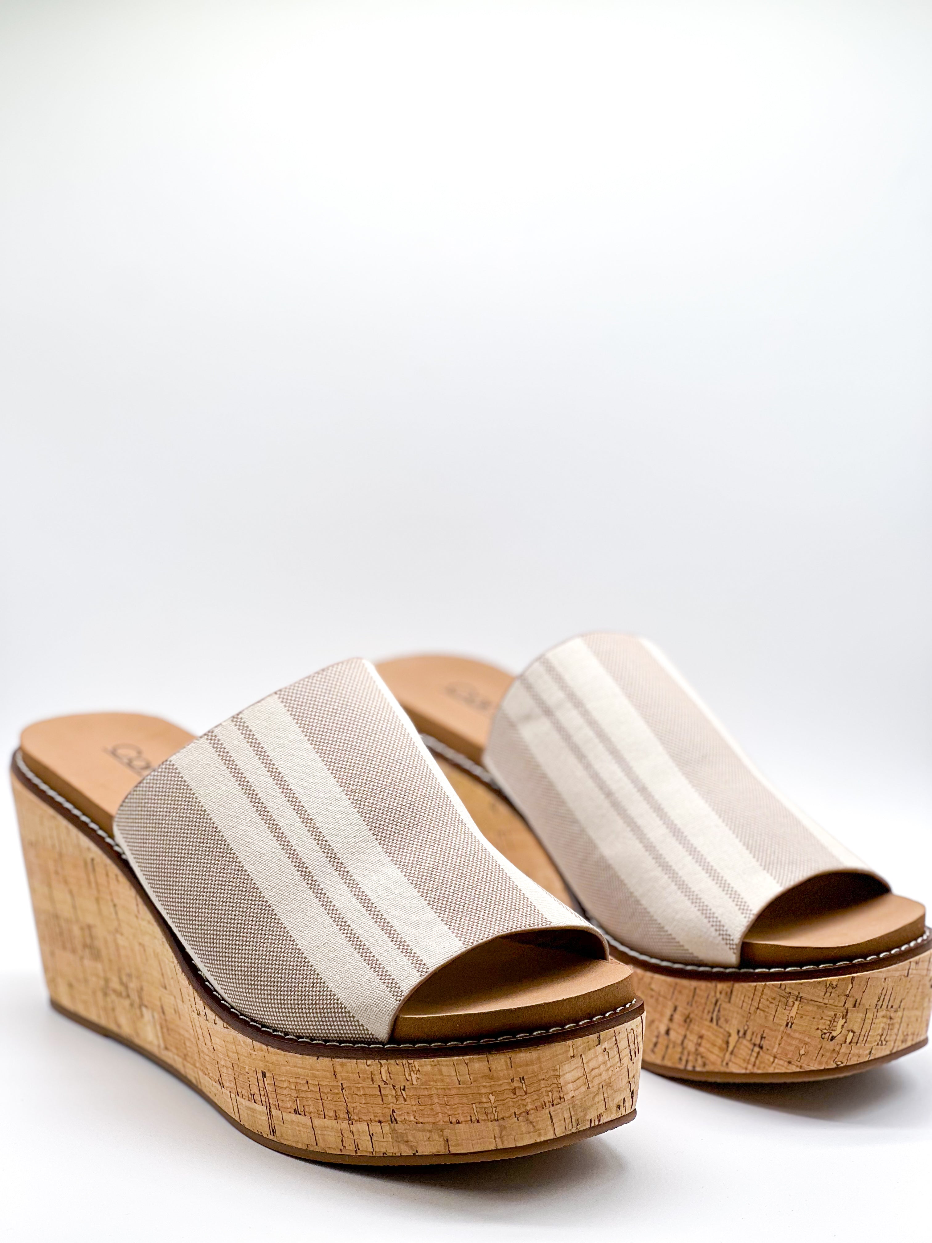 Mugshot Wedges - Tan Natural Stripe-350 Shoes-Corkys-Heathered Boho Boutique, Women's Fashion and Accessories in Palmetto, FL