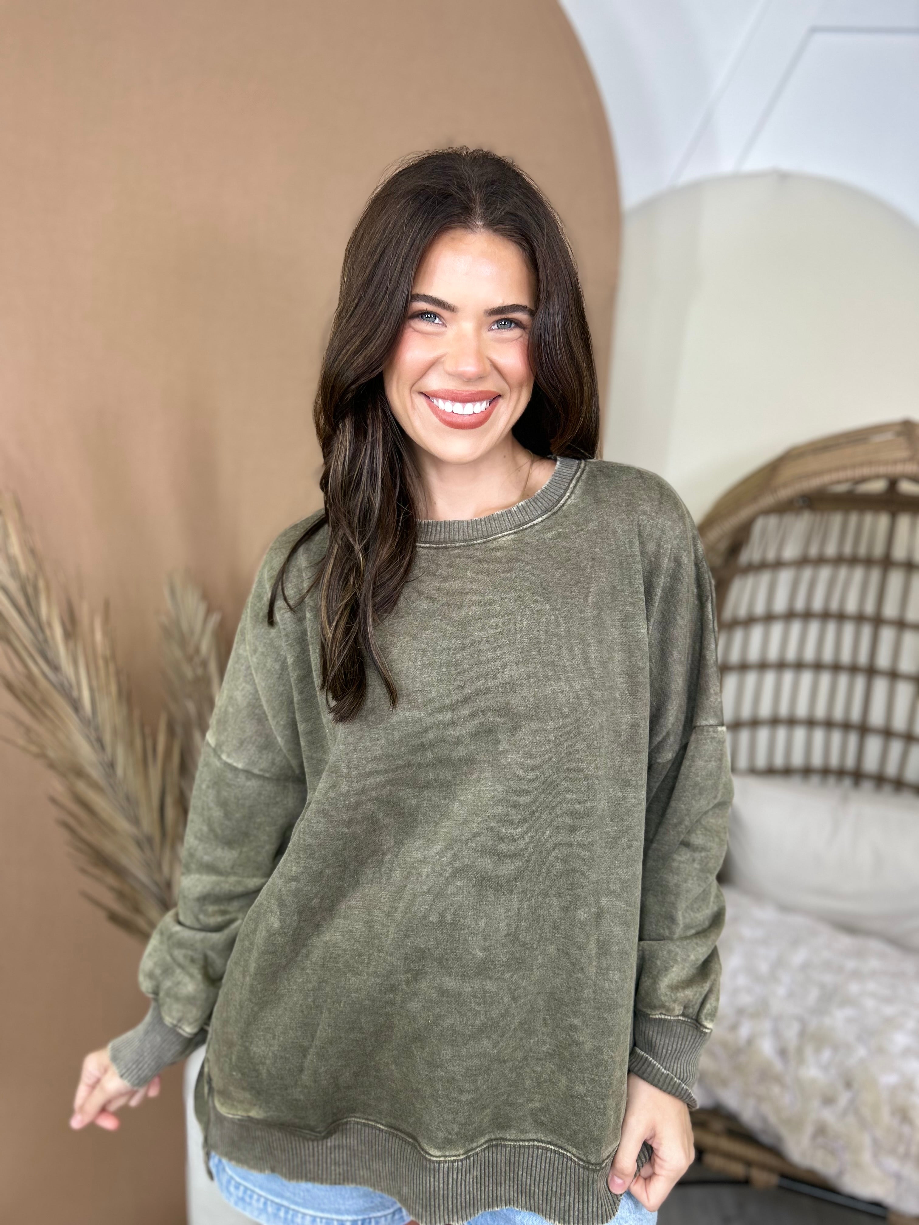 Restock: Picked Just for You Pullover-120 LONG SLEEVE TOPS-ZENANA-Heathered Boho Boutique, Women's Fashion and Accessories in Palmetto, FL