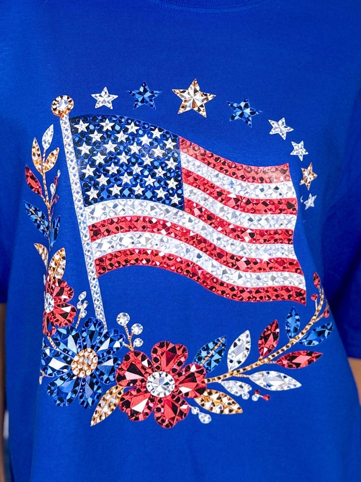 4th of July Rhinestone Graphic Tee-130 Graphic Tees-Heathered Boho-Heathered Boho Boutique, Women's Fashion and Accessories in Palmetto, FL