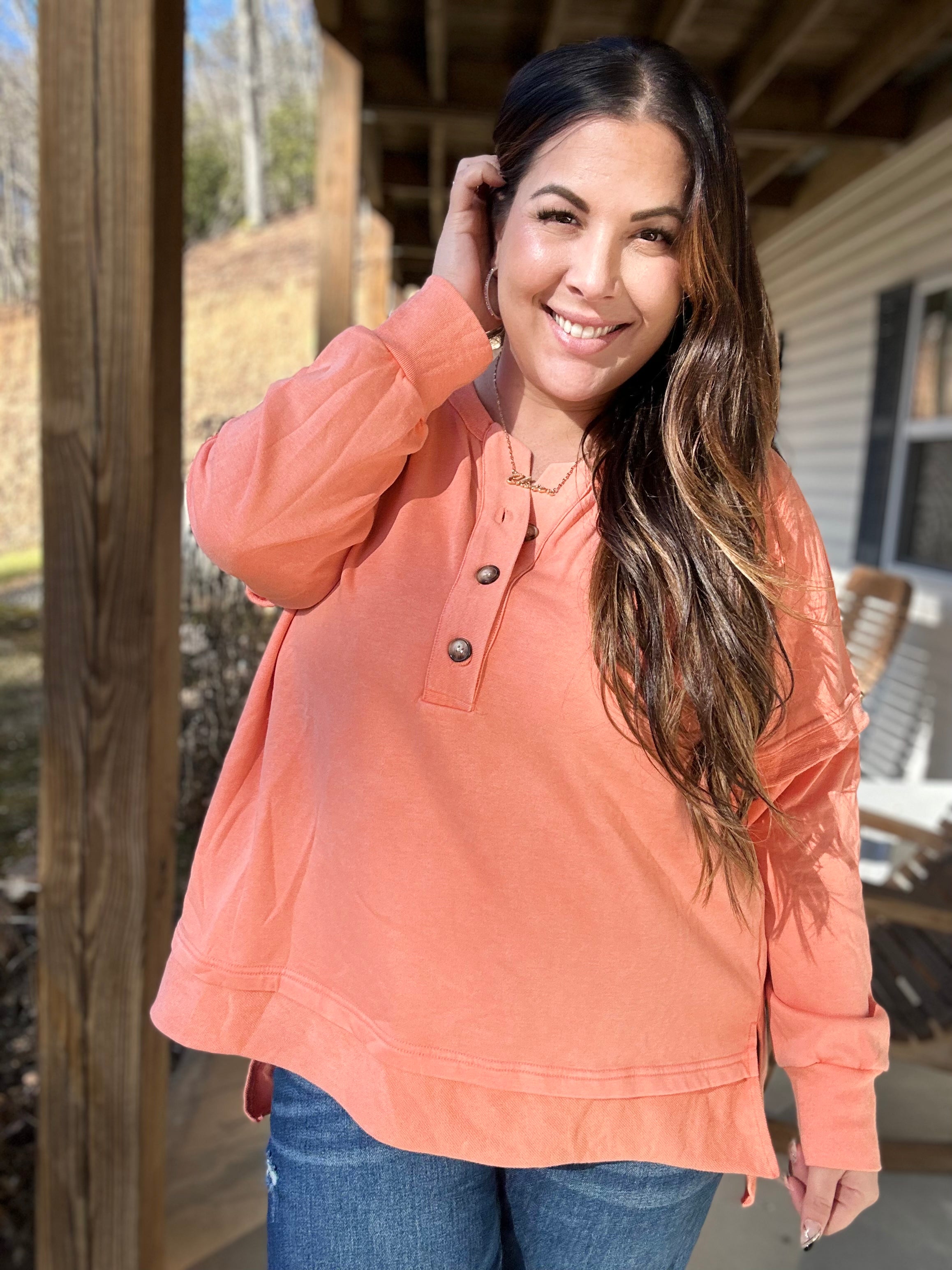 Live For It Long Sleeve Top (multiple colors)-120 Long Sleeve Tops-White Birch-Heathered Boho Boutique, Women's Fashion and Accessories in Palmetto, FL