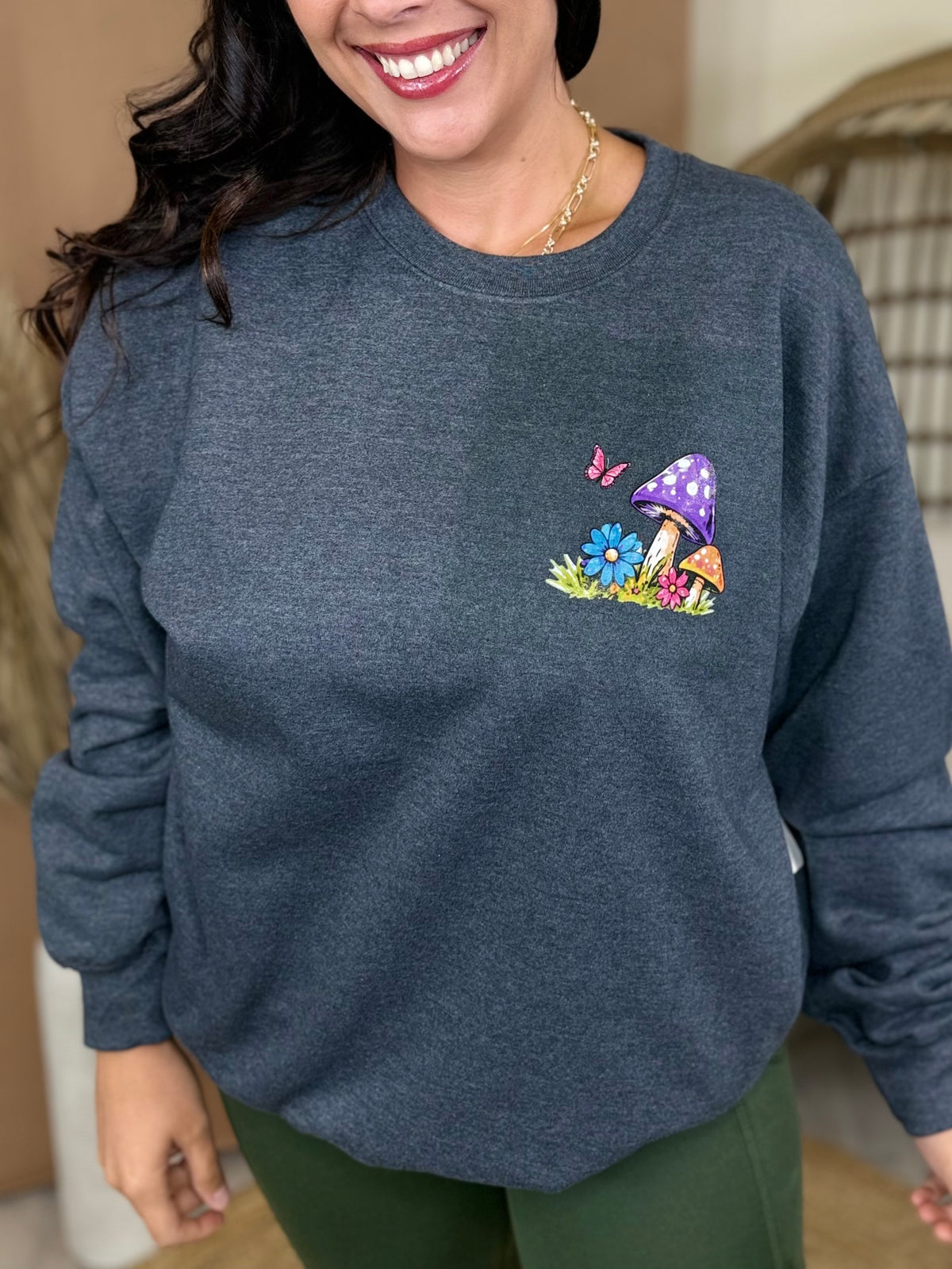 On my Way to Create Problems w/ Pocket Graphic Sweatshirt-130 Graphic Tees-Heathered Boho-Heathered Boho Boutique, Women's Fashion and Accessories in Palmetto, FL