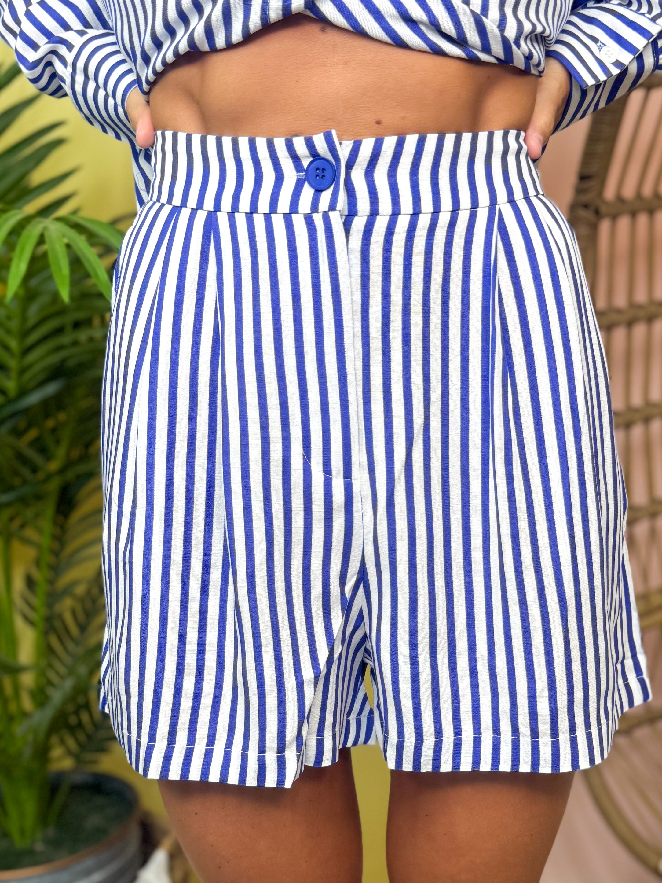 Striped Trouser Shorts-160 SHORTS-SOUTHERN GRACE-Heathered Boho Boutique, Women's Fashion and Accessories in Palmetto, FL