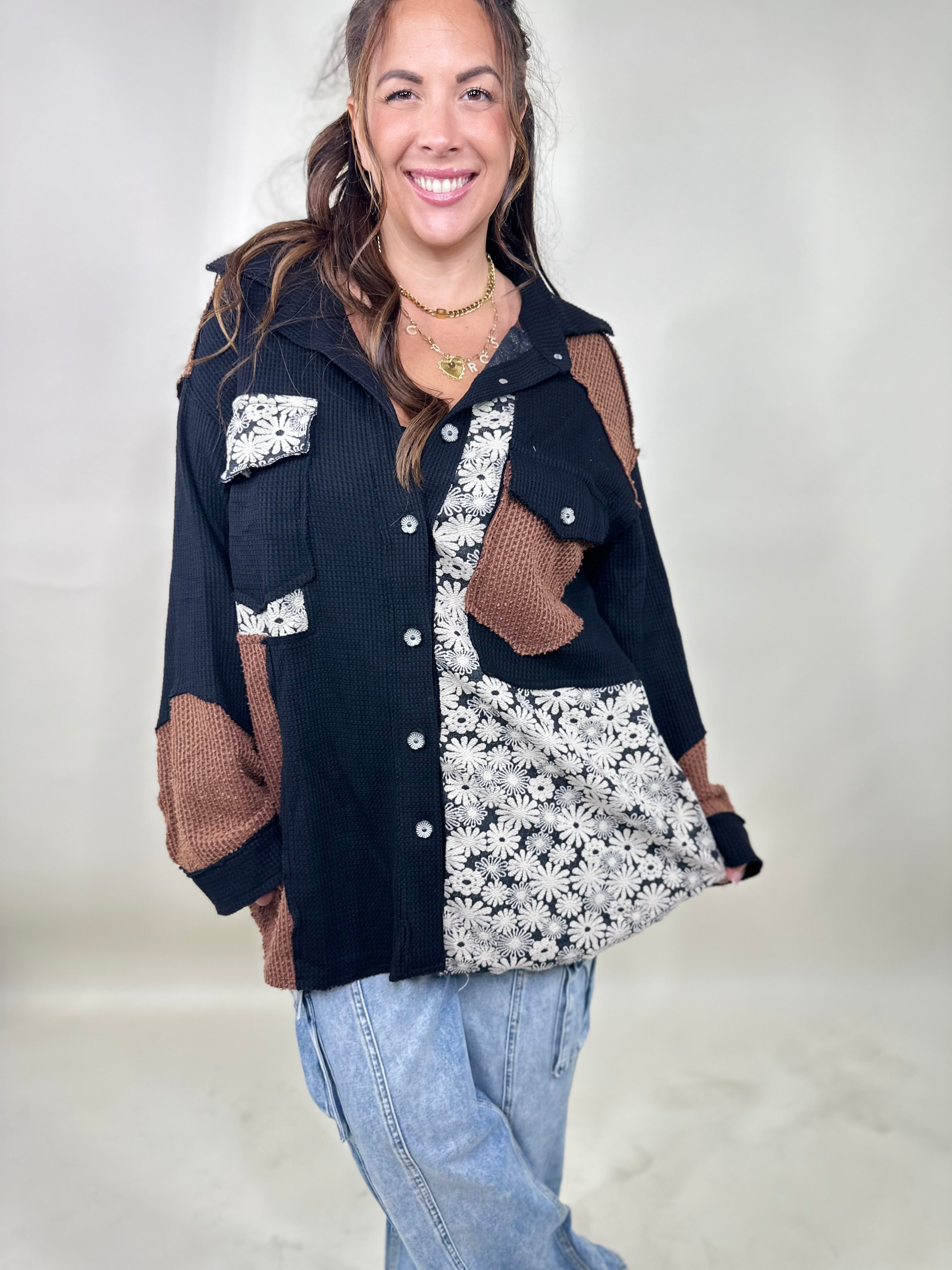 Walk the Line Shacket-200 Jackets/Shackets-Pol-Heathered Boho Boutique, Women's Fashion and Accessories in Palmetto, FL