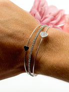 Stacked Cz Heart Shape Wire Cuff-310 Jewelry-RM Manufacturing-Heathered Boho Boutique, Women's Fashion and Accessories in Palmetto, FL