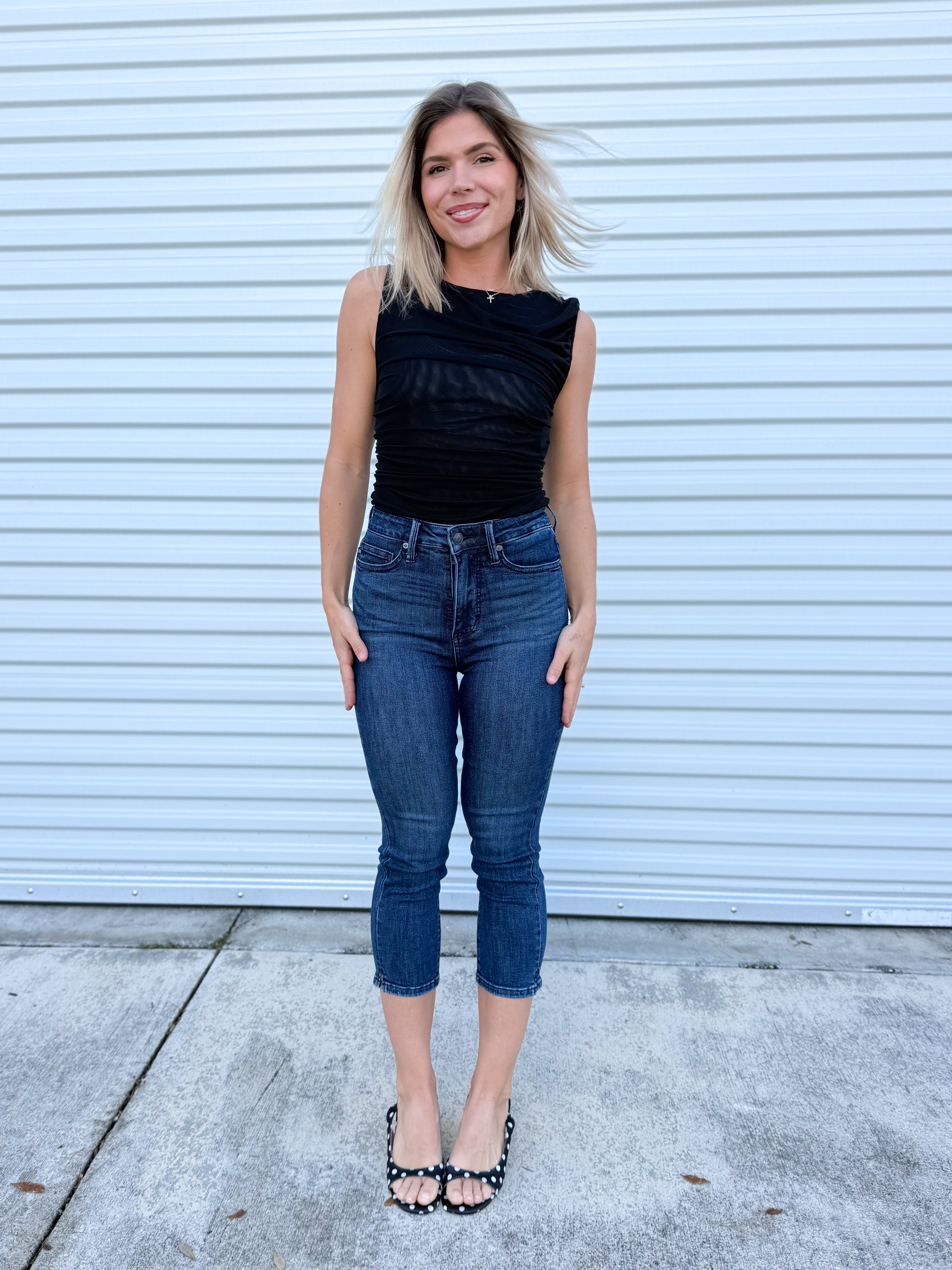 Tailored Touch Tummy Control Capri by Judy Blue-190 JEANS-Judy Blue-Heathered Boho Boutique, Women's Fashion and Accessories in Palmetto, FL