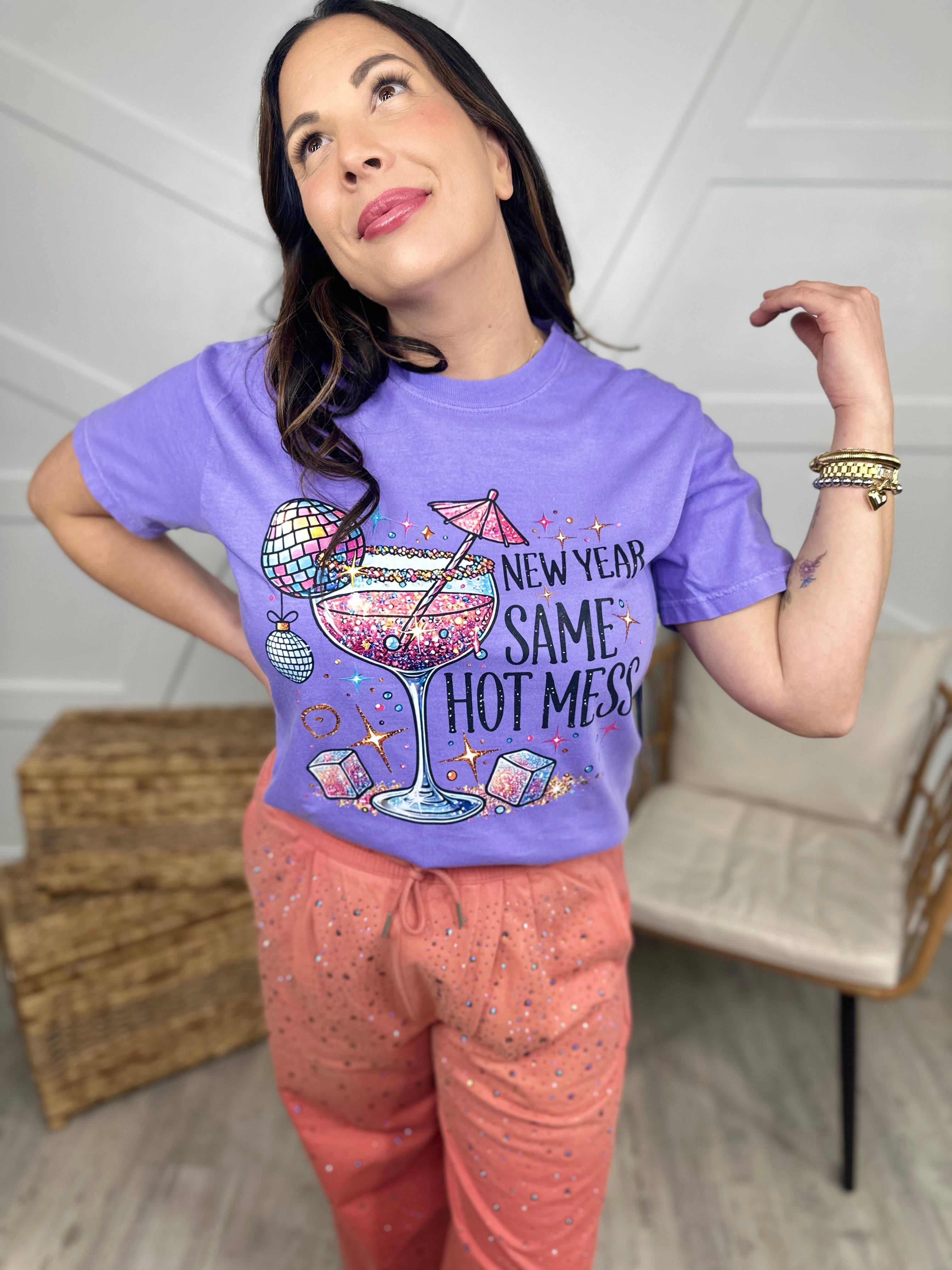 Same Hot Mess Graphic Tee-130 Graphic Tees-Heathered Boho-Heathered Boho Boutique, Women's Fashion and Accessories in Palmetto, FL