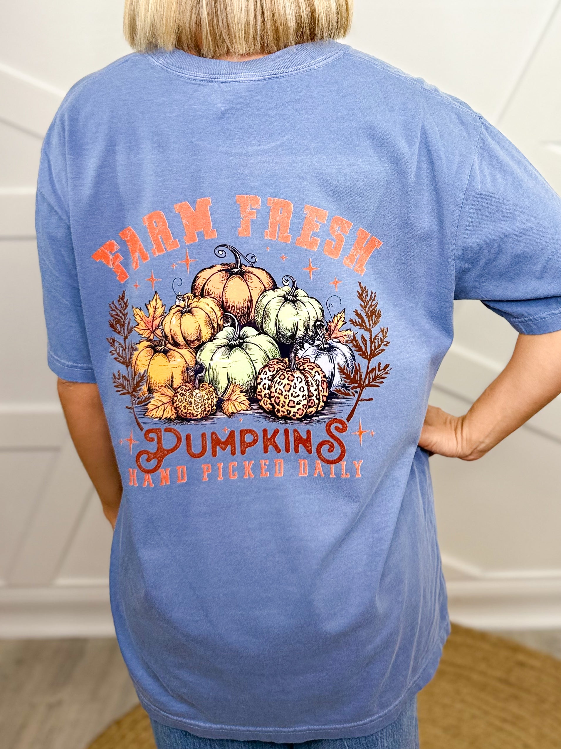 Farm Fresh Pumpkins Graphic Tee-120 Long Sleeve Tops-Heathered Boho-Heathered Boho Boutique, Women's Fashion and Accessories in Palmetto, FL