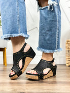 Carley Wedges - Black Oil Studs-350 Shoes-Corkys-Heathered Boho Boutique, Women's Fashion and Accessories in Palmetto, FL