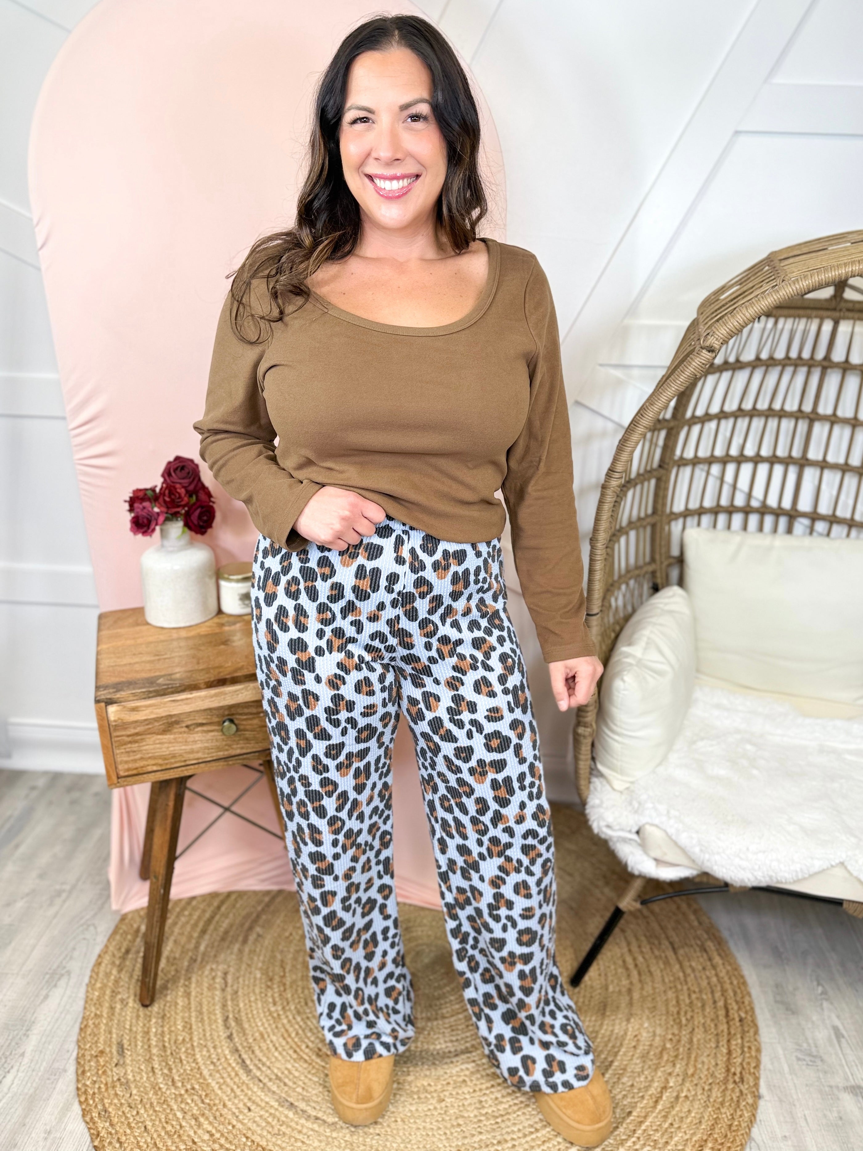 Pinterest Perfect Pants - Blue Leopard-150 PANTS-Heathered Boho-Heathered Boho Boutique, Women's Fashion and Accessories in Palmetto, FL