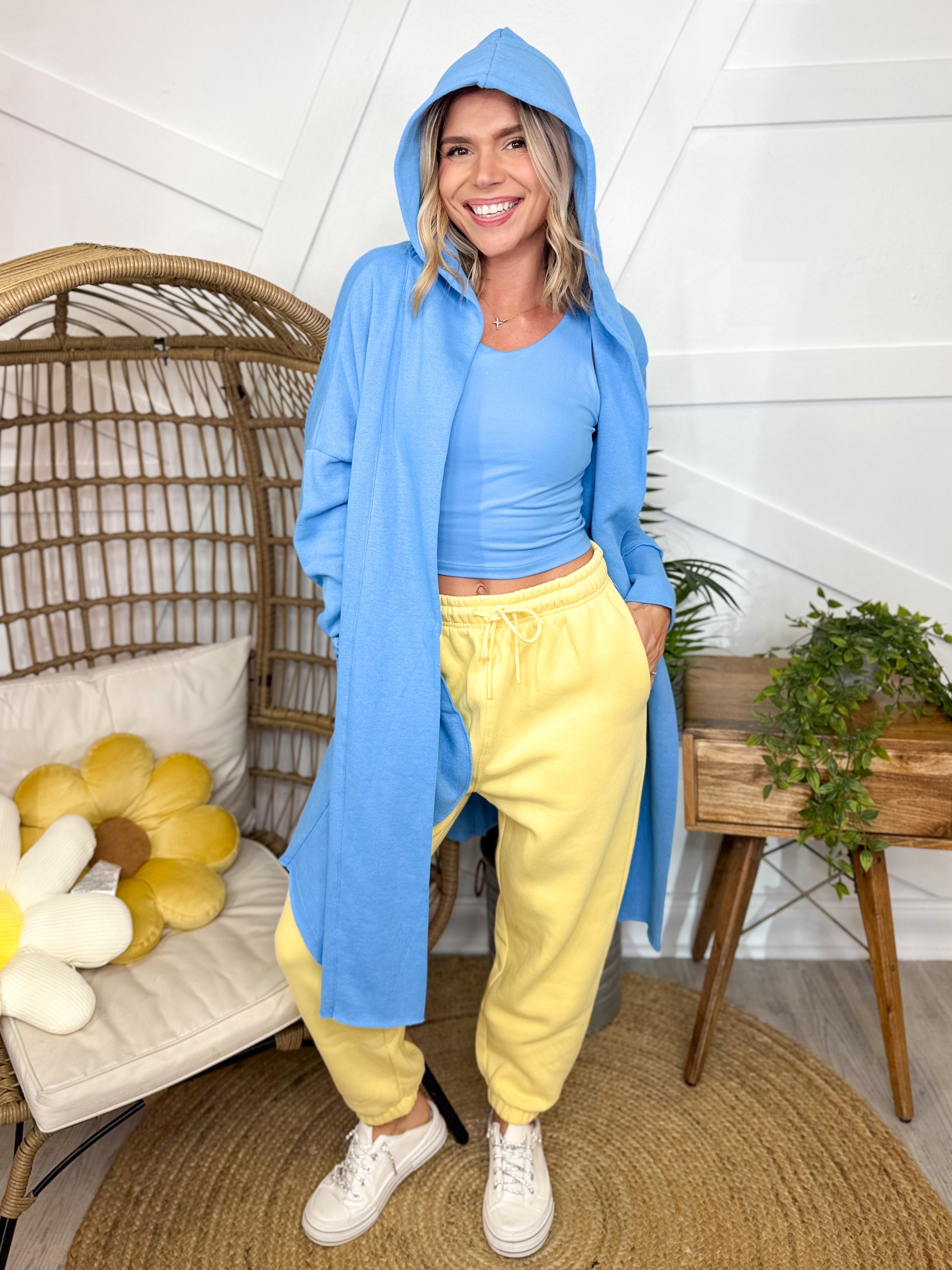 Warmup Hoodie Cardigan-220 CARDIGANS KIMONOS-MONO B-Heathered Boho Boutique, Women's Fashion and Accessories in Palmetto, FL