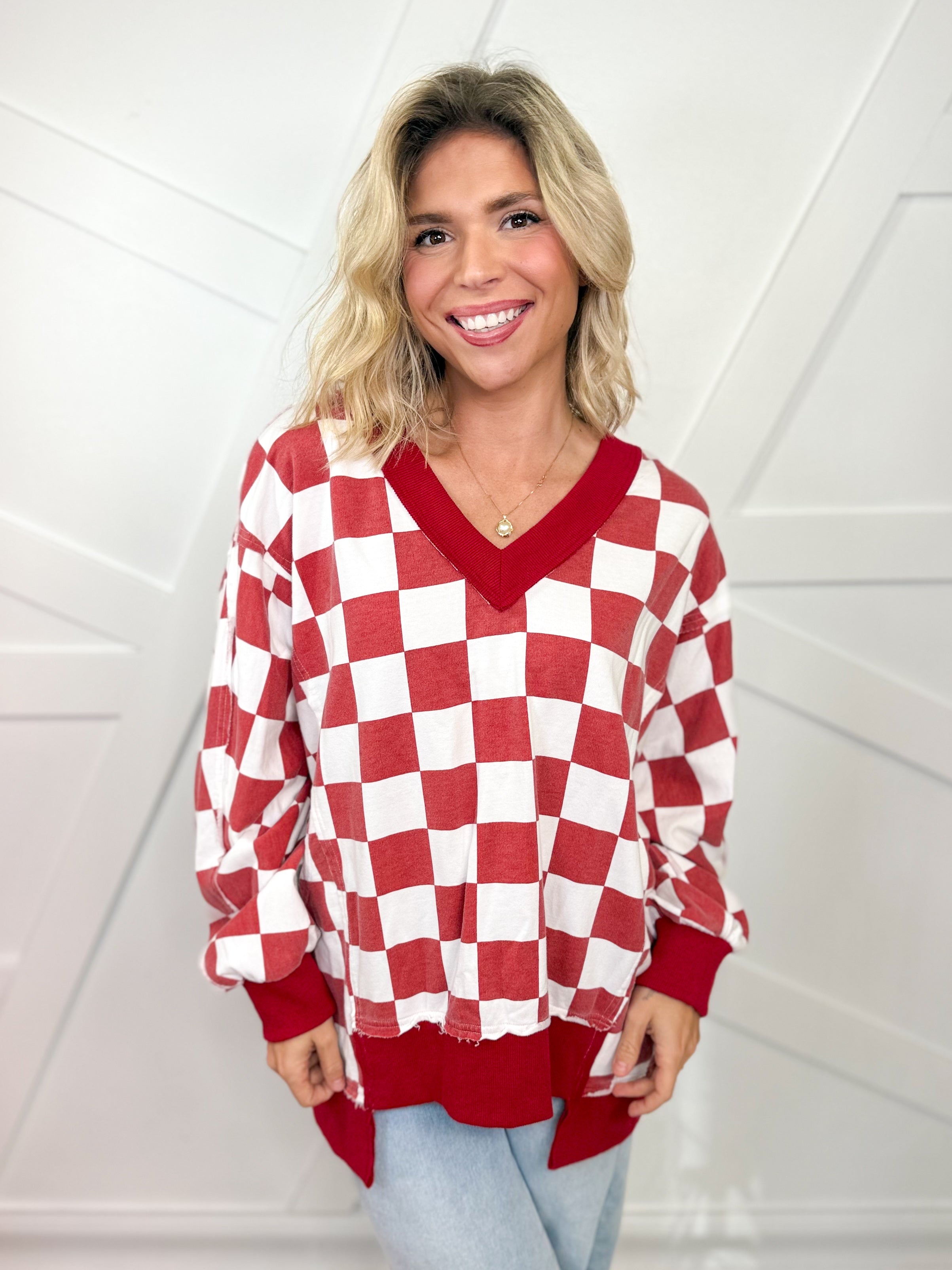 Restock: Reality Check Sweatshirt-120 LONG SLEEVE TOPS-ODDI-Heathered Boho Boutique, Women's Fashion and Accessories in Palmetto, FL