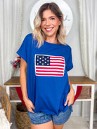 Old School Flag Top-110 SHORT SLEEVE TOP-ZENANA-Heathered Boho Boutique, Women's Fashion and Accessories in Palmetto, FL