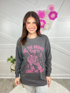 Bridges I Burn Graphic Long Sleeve - Pink-130 Graphic Tees-Heathered Boho-Heathered Boho Boutique, Women's Fashion and Accessories in Palmetto, FL