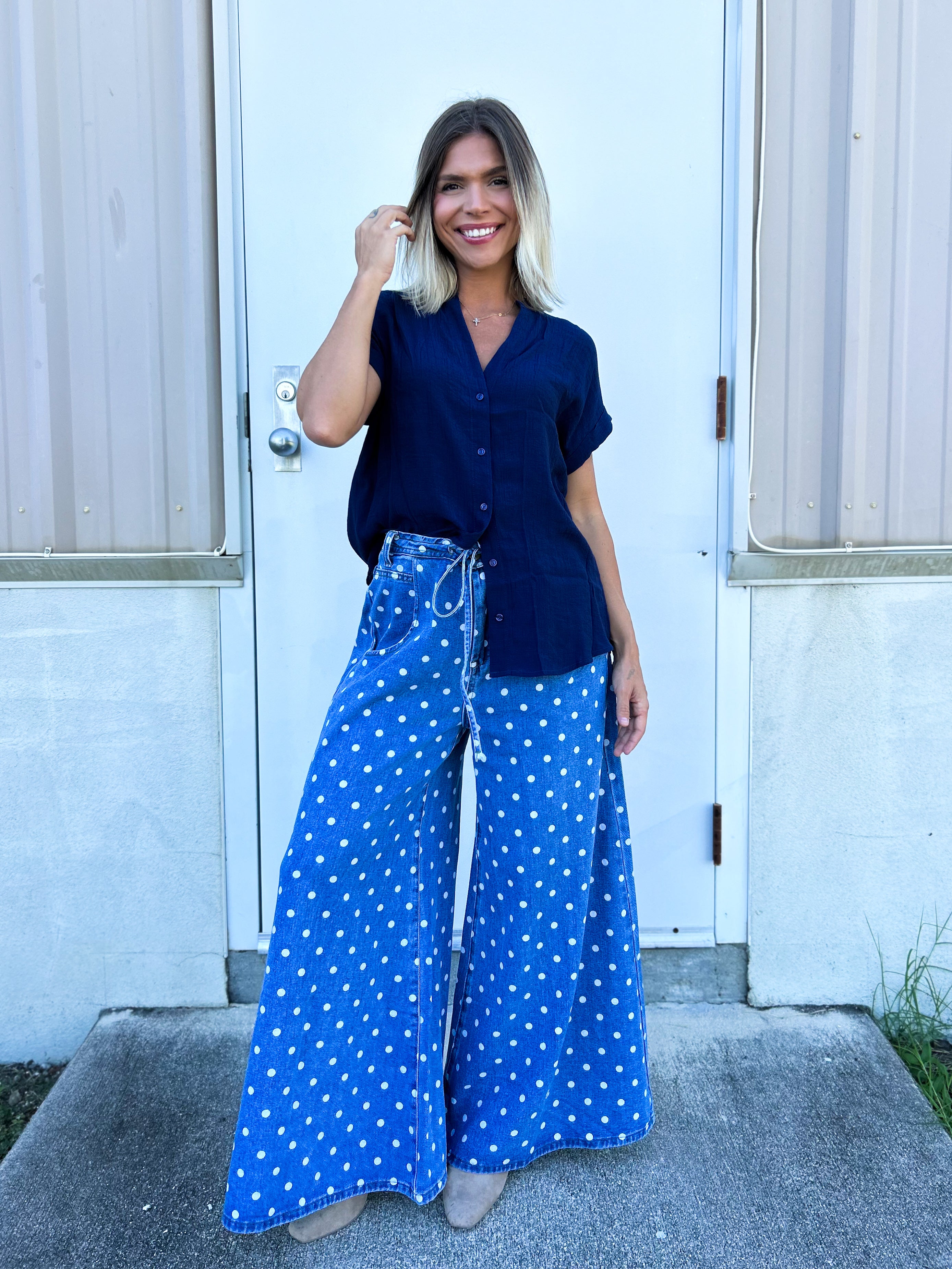 The Dot & Darling Palazzo Jeans-190 JEANS-STITCH & CO-Heathered Boho Boutique, Women's Fashion and Accessories in Palmetto, FL