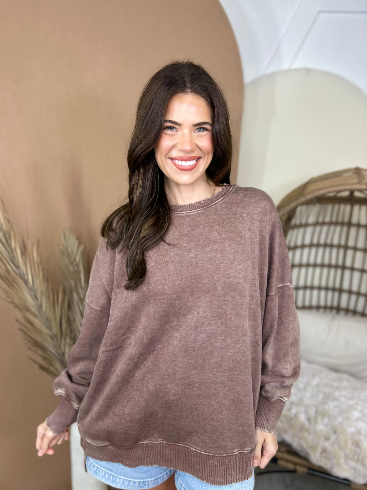 Restock: Picked Just for You Pullover-120 LONG SLEEVE TOPS-ZENANA-Heathered Boho Boutique, Women's Fashion and Accessories in Palmetto, FL