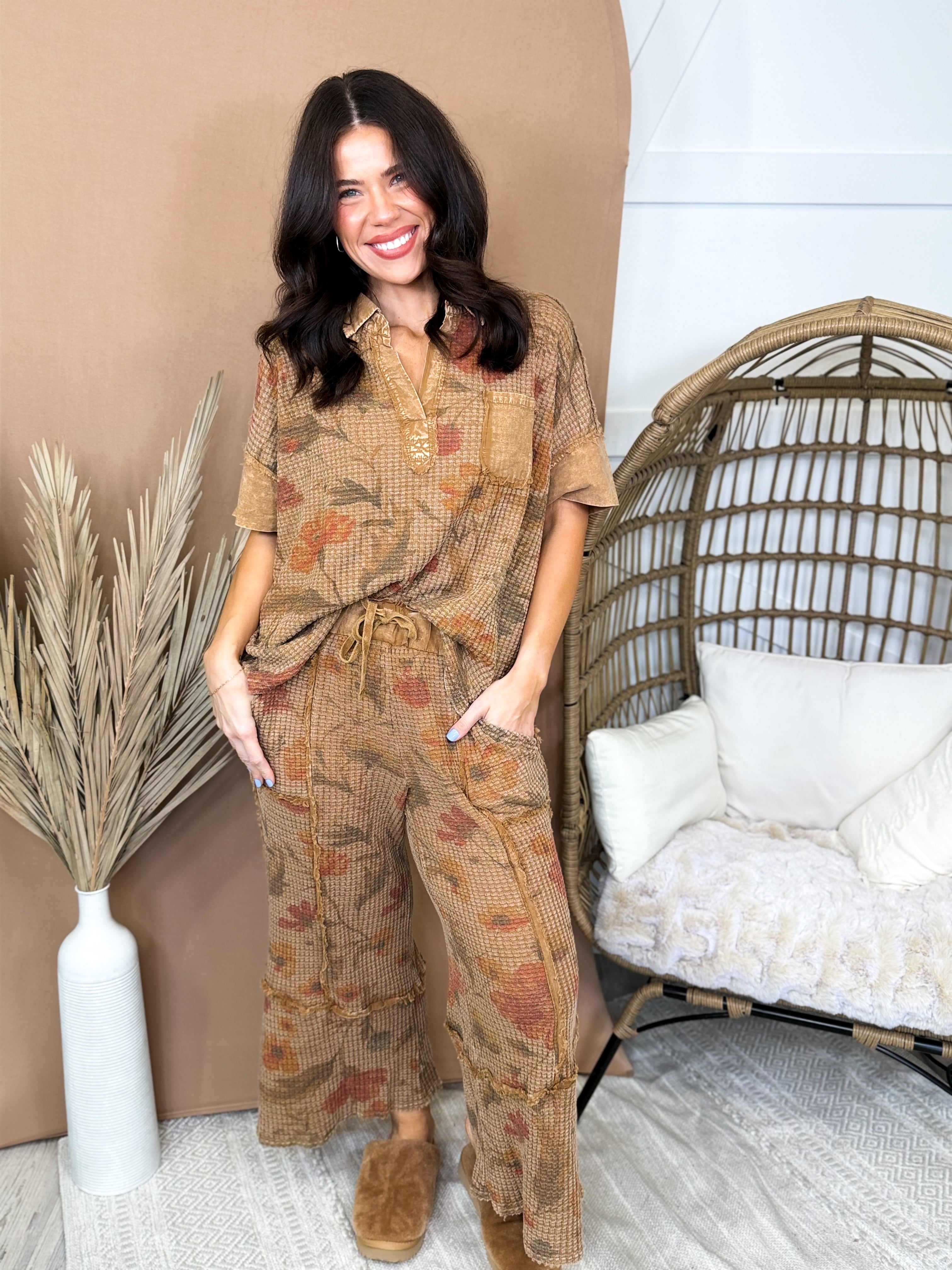 The Autumn Revival Wide Leg Pants-150 PANTS-EASEL-Heathered Boho Boutique, Women's Fashion and Accessories in Palmetto, FL