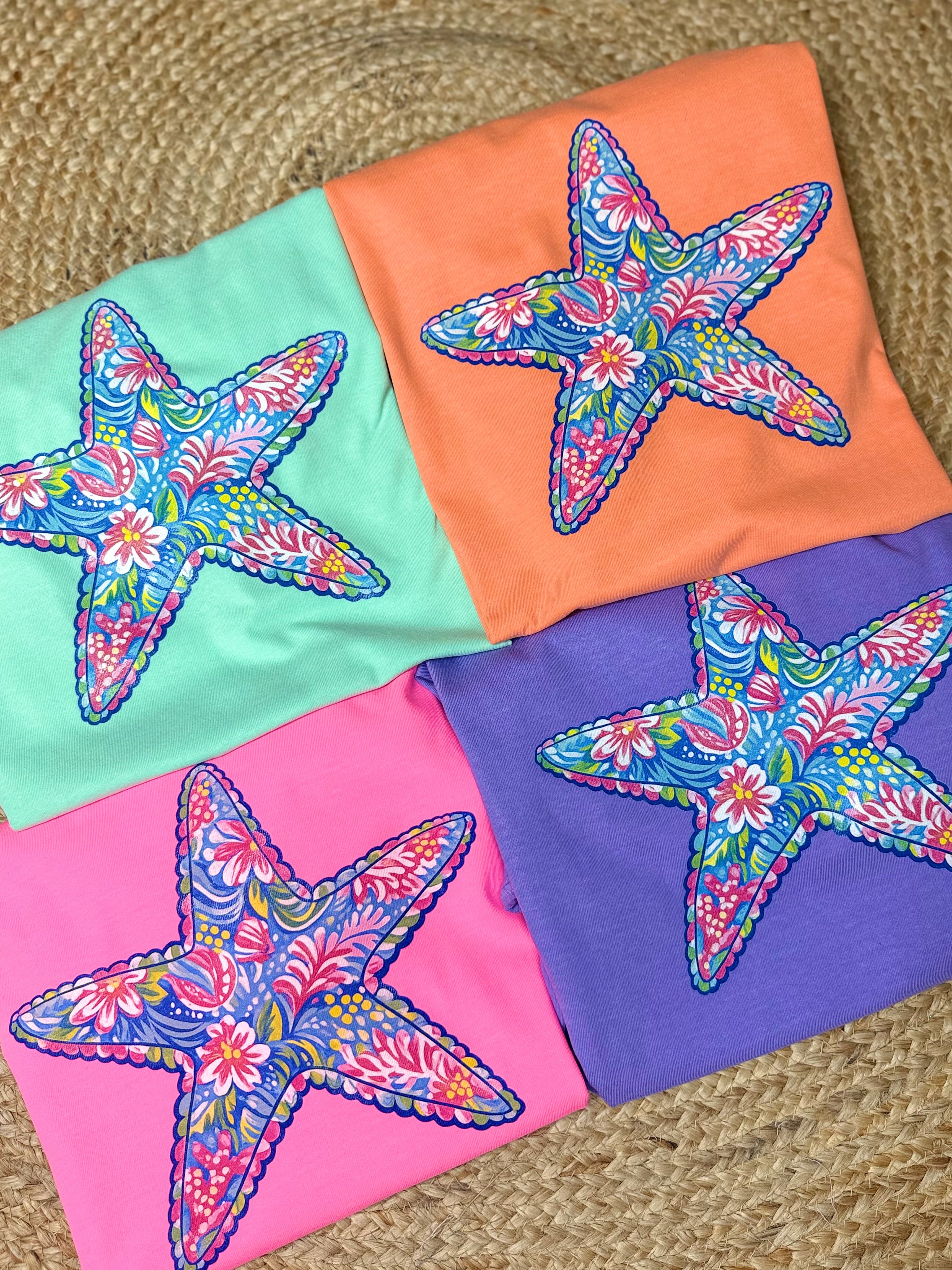 Preppy Starfish Graphic Tee-130 Graphic Tees-Heathered Boho-Heathered Boho Boutique, Women's Fashion and Accessories in Palmetto, FL