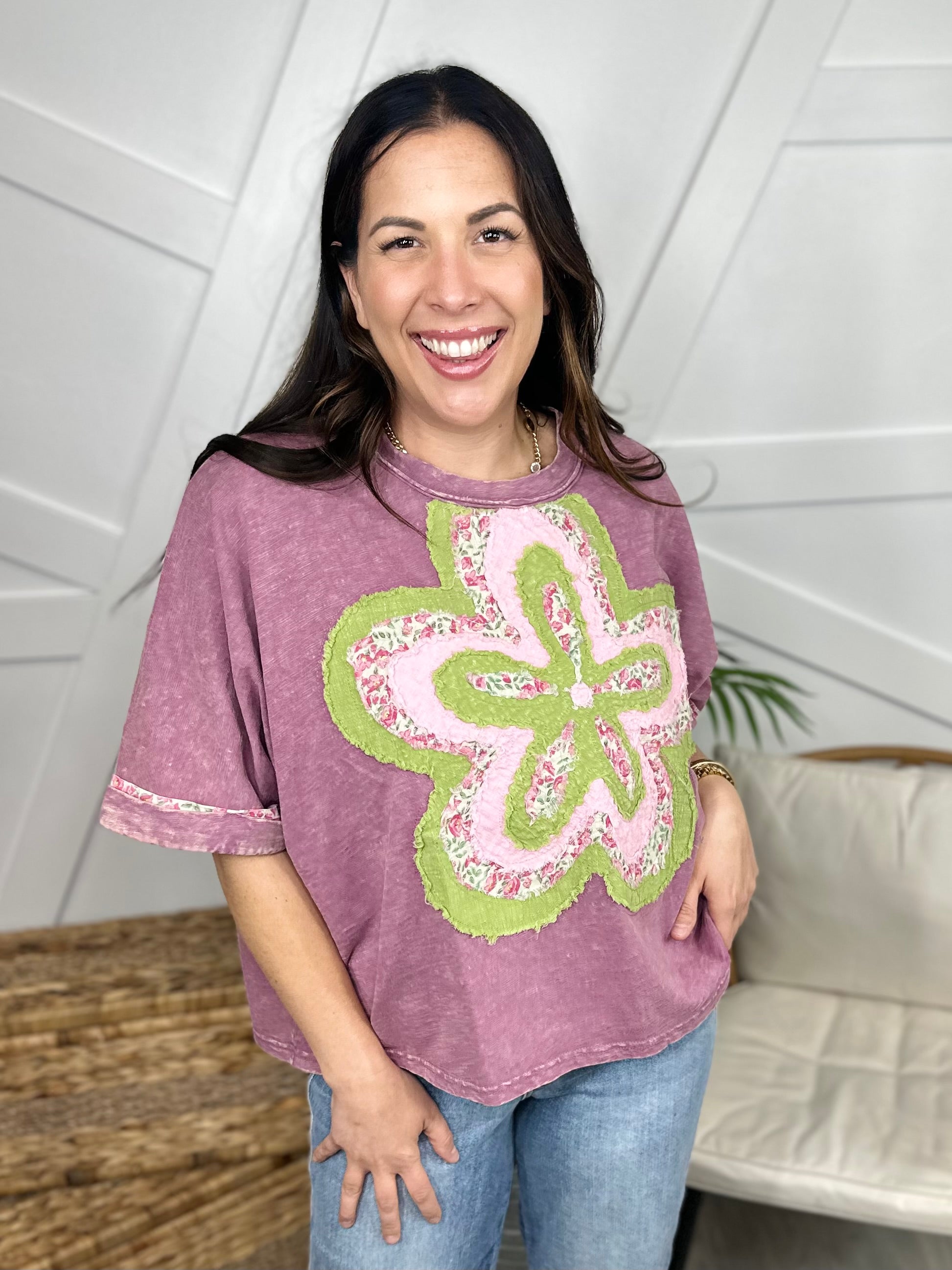 Feel the Groove Top-110 Short Sleeve Top-Easel-Heathered Boho Boutique, Women's Fashion and Accessories in Palmetto, FL