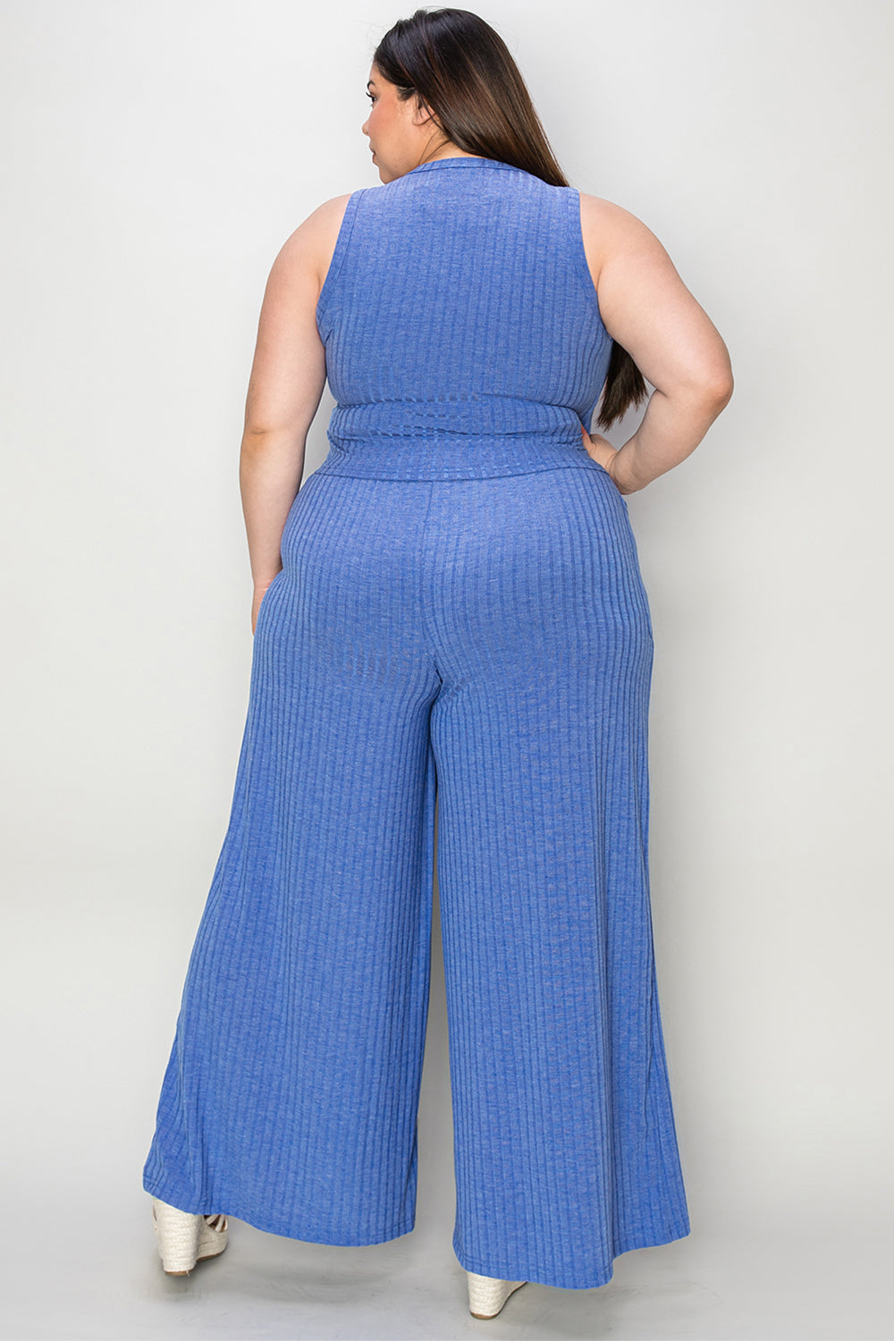 Basic Bae Full Size Ribbed Tank and Wide Leg Pants Set-Sets-Trendsi-Heathered Boho Boutique, Women's Fashion and Accessories in Palmetto, FL