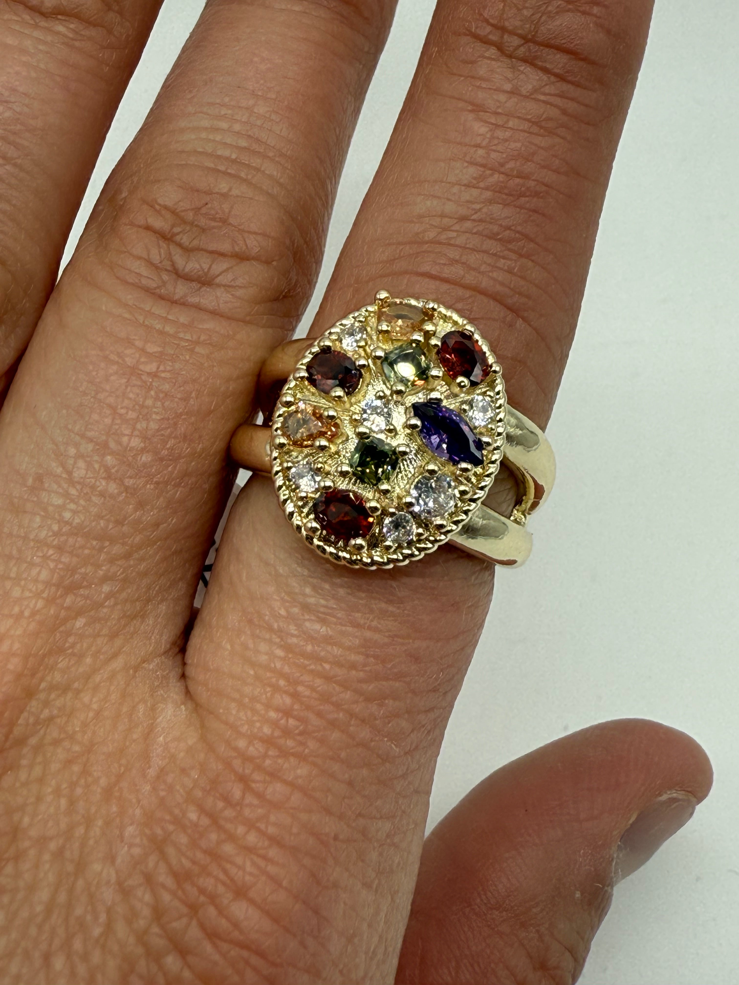 All Together Oval Ring-310 Jewelry-Millenx Accessories, LLC.-Heathered Boho Boutique, Women's Fashion and Accessories in Palmetto, FL