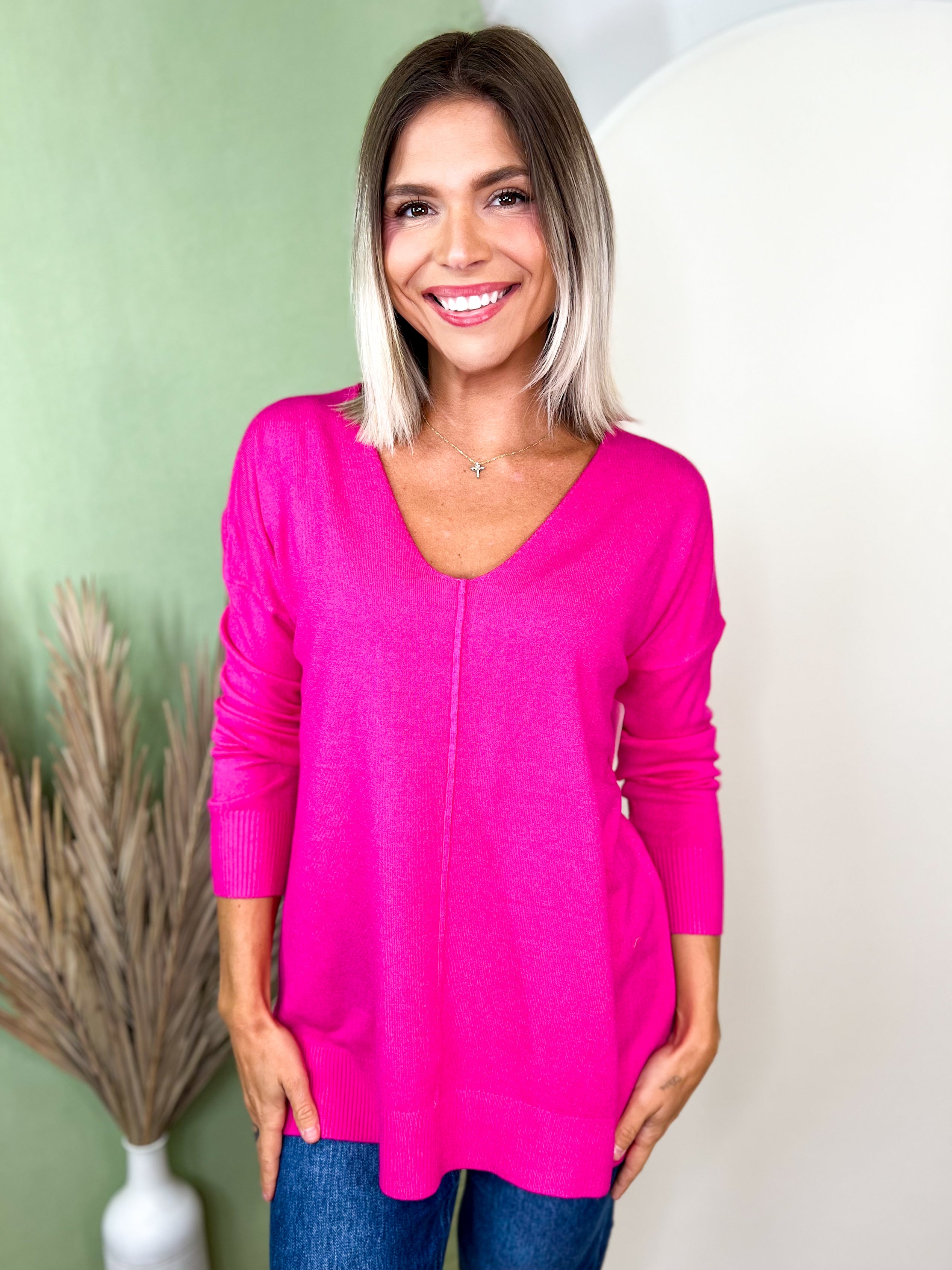 The Lola Long Sleeve Top-120 LONG SLEEVE TOPS-ZENANA-Heathered Boho Boutique, Women's Fashion and Accessories in Palmetto, FL