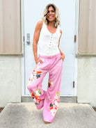 Wildflower Wash Wide Leg Pants-150 PANTS-ODDI-Heathered Boho Boutique, Women's Fashion and Accessories in Palmetto, FL