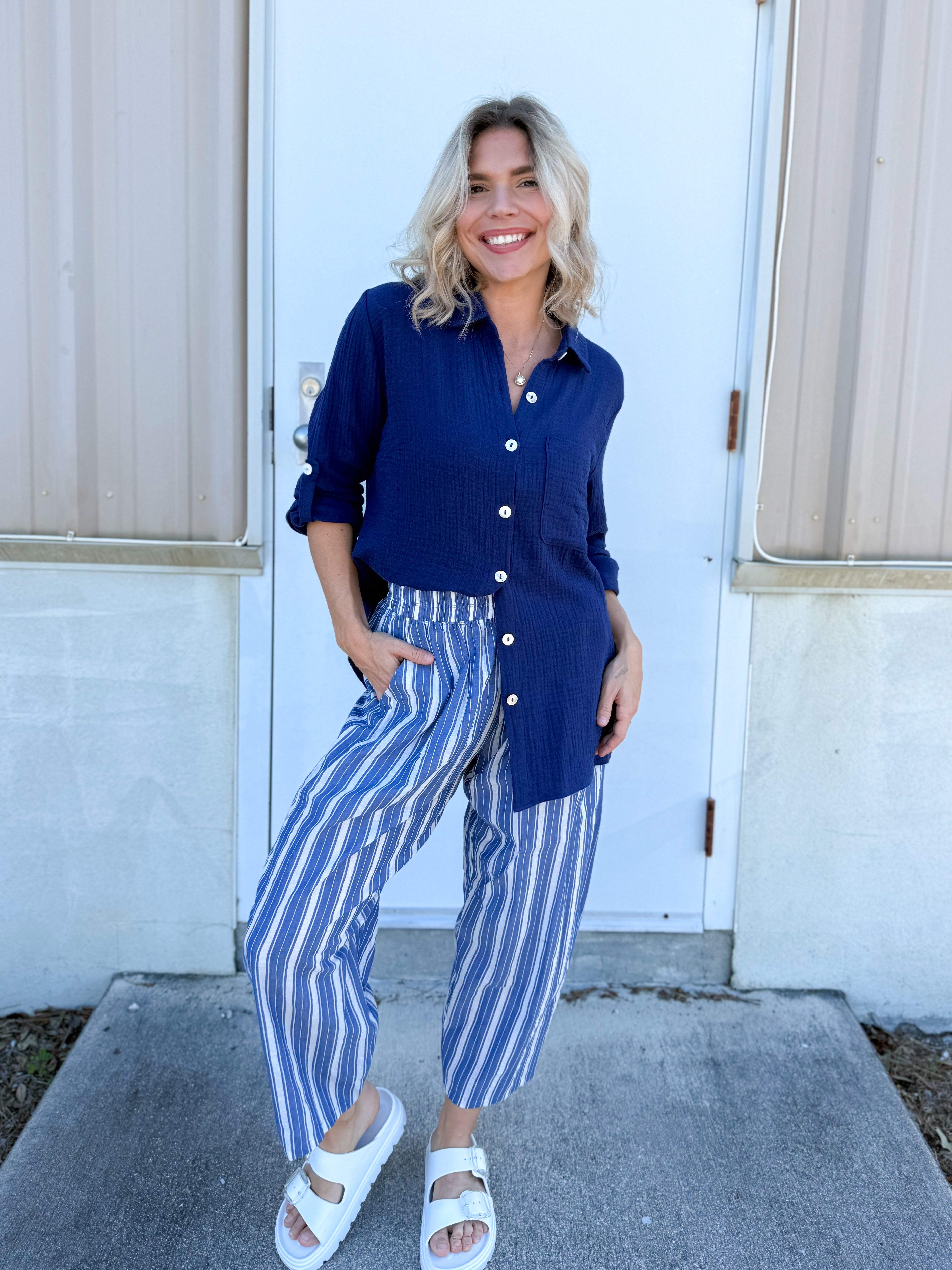 Celia Button Up Top-120 LONG SLEEVE TOPS-DEAR SCARLETT-Heathered Boho Boutique, Women's Fashion and Accessories in Palmetto, FL