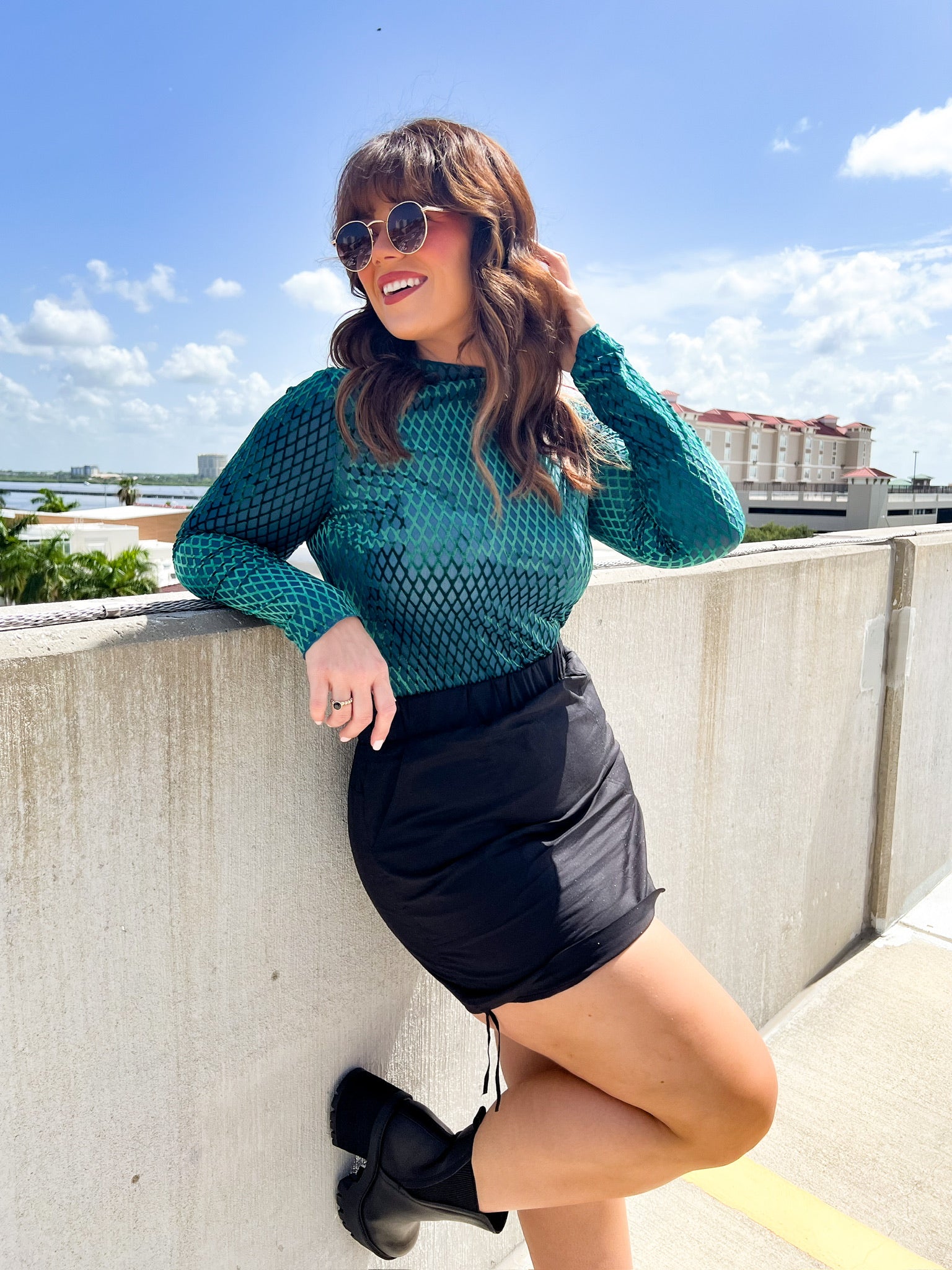 End Game Mesh Top-120 Long Sleeve Tops-Davi & Dani-Heathered Boho Boutique, Women's Fashion and Accessories in Palmetto, FL