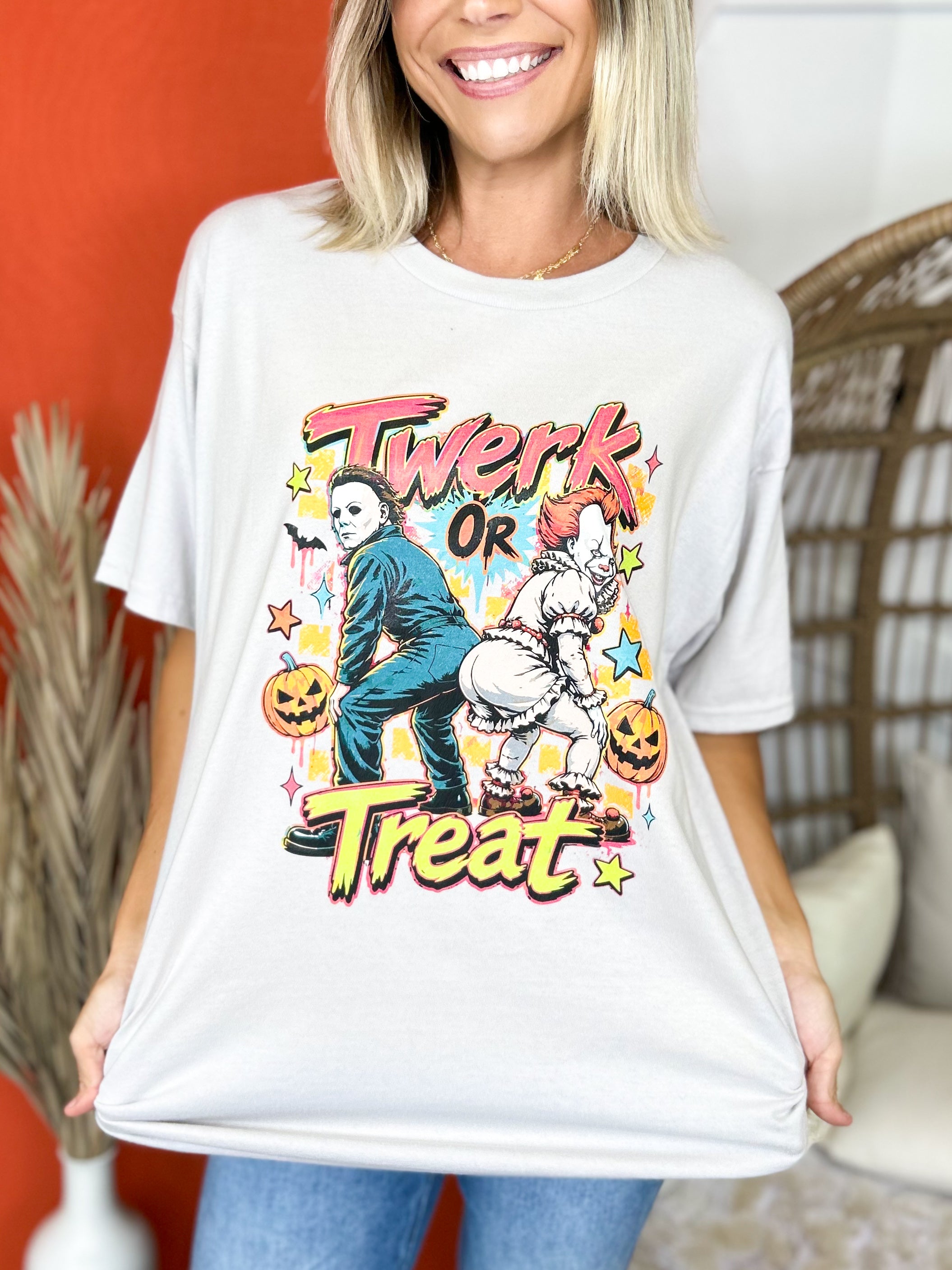 Twerk or Treat Graphic Tee-130 Graphic Tees-Heathered Boho-Heathered Boho Boutique, Women's Fashion and Accessories in Palmetto, FL