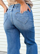 Heart to Heart Wide Leg Jeans by Risen-190 JEANS-Risen Jeans-Heathered Boho Boutique, Women's Fashion and Accessories in Palmetto, FL