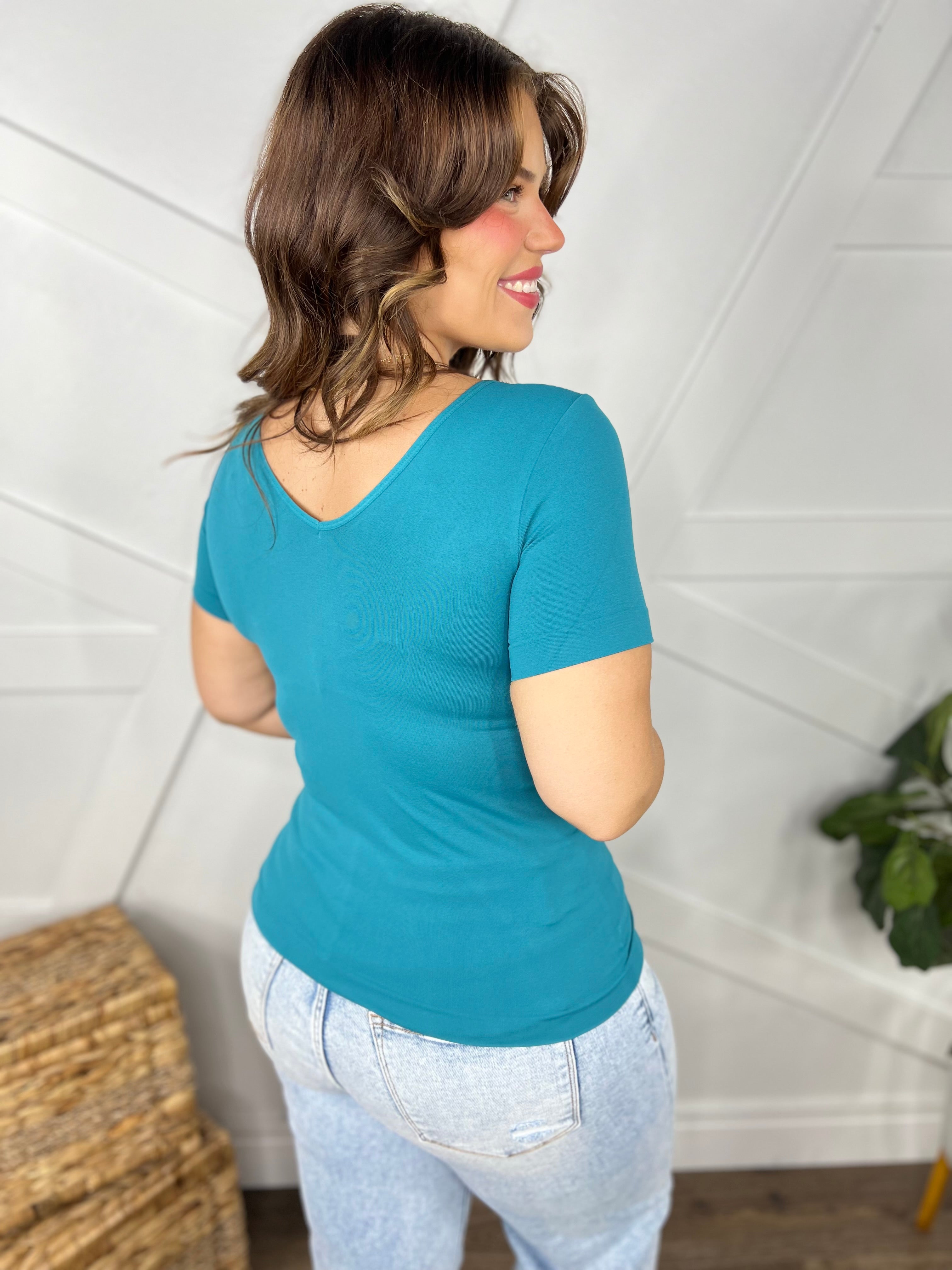 RESTOCK: Raelyn Reversible V-Neck Short Sleeve Top-110 Short Sleeve Top-YELETE-Heathered Boho Boutique, Women's Fashion and Accessories in Palmetto, FL