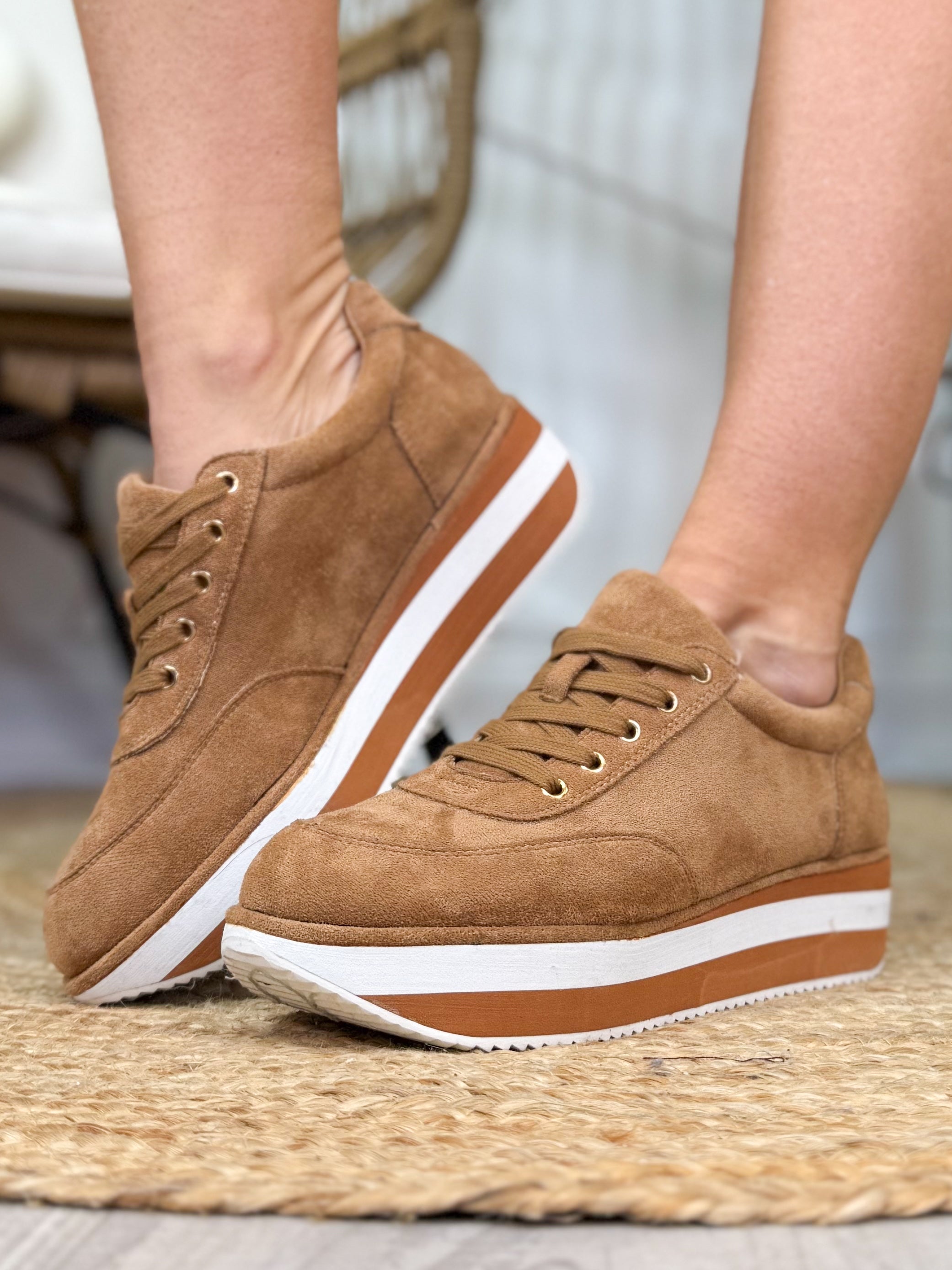 Jay Walking Sneakers - Tobacco Faux Suede-350 Shoes-Corkys-Heathered Boho Boutique, Women's Fashion and Accessories in Palmetto, FL