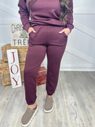 Day Trip Joggers - Wine-150 PANTS-DEAR SCARLETT-Heathered Boho Boutique, Women's Fashion and Accessories in Palmetto, FL