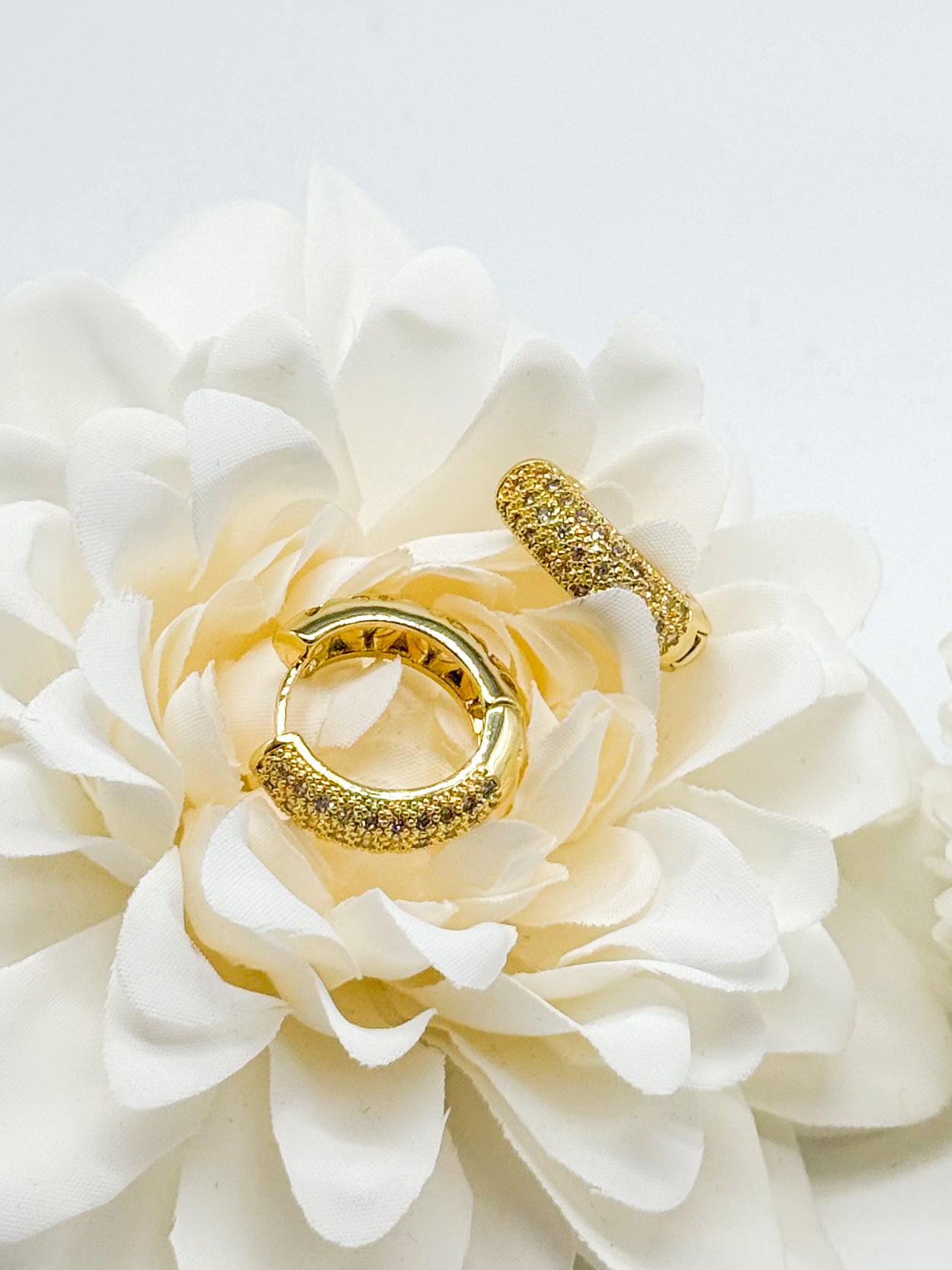 Double Design CZ Hoop Earring-310 Jewelry-Joseph Anthony NY, Inc-Heathered Boho Boutique, Women's Fashion and Accessories in Palmetto, FL