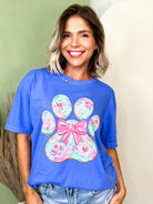 Preppy Paw Print Graphic Tee-130 Graphic Tees-Heathered Boho-Heathered Boho Boutique, Women's Fashion and Accessories in Palmetto, FL