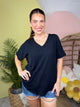 Breezy Days V-Neck Top-110 SHORT SLEEVE TOP-ZENANA-Heathered Boho Boutique, Women's Fashion and Accessories in Palmetto, FL