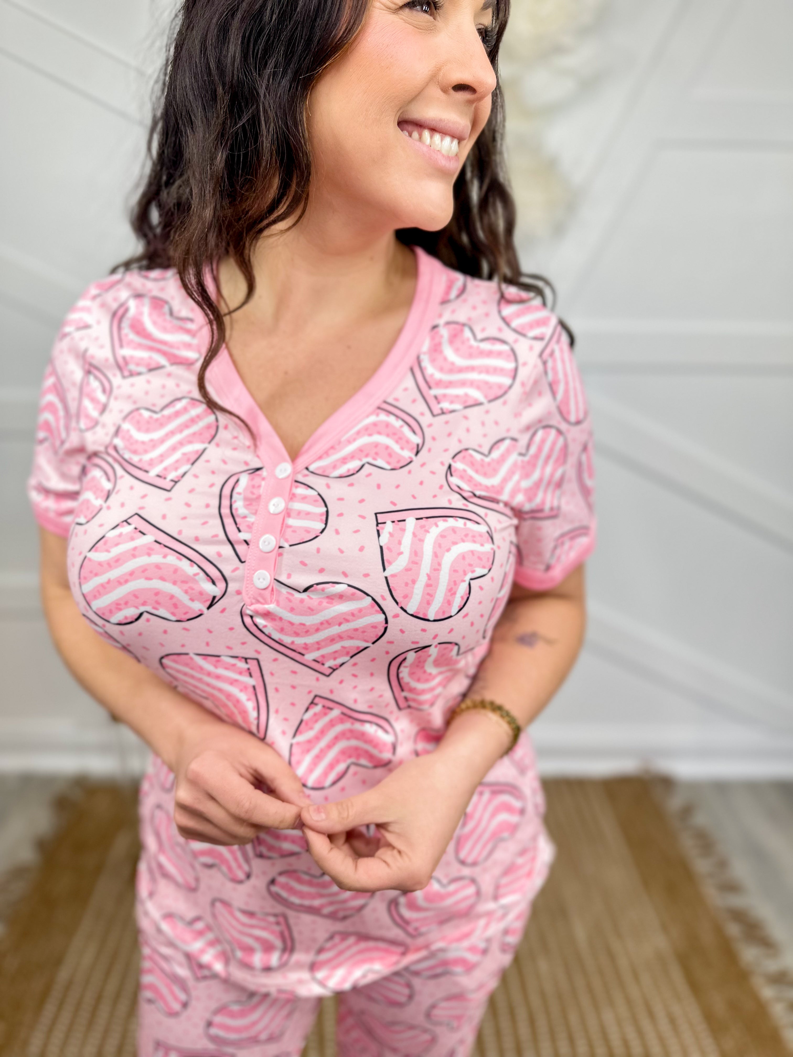 Heart Cake PJ Set-240 Activewear/Sets-Shirley & Stone-Heathered Boho Boutique, Women's Fashion and Accessories in Palmetto, FL