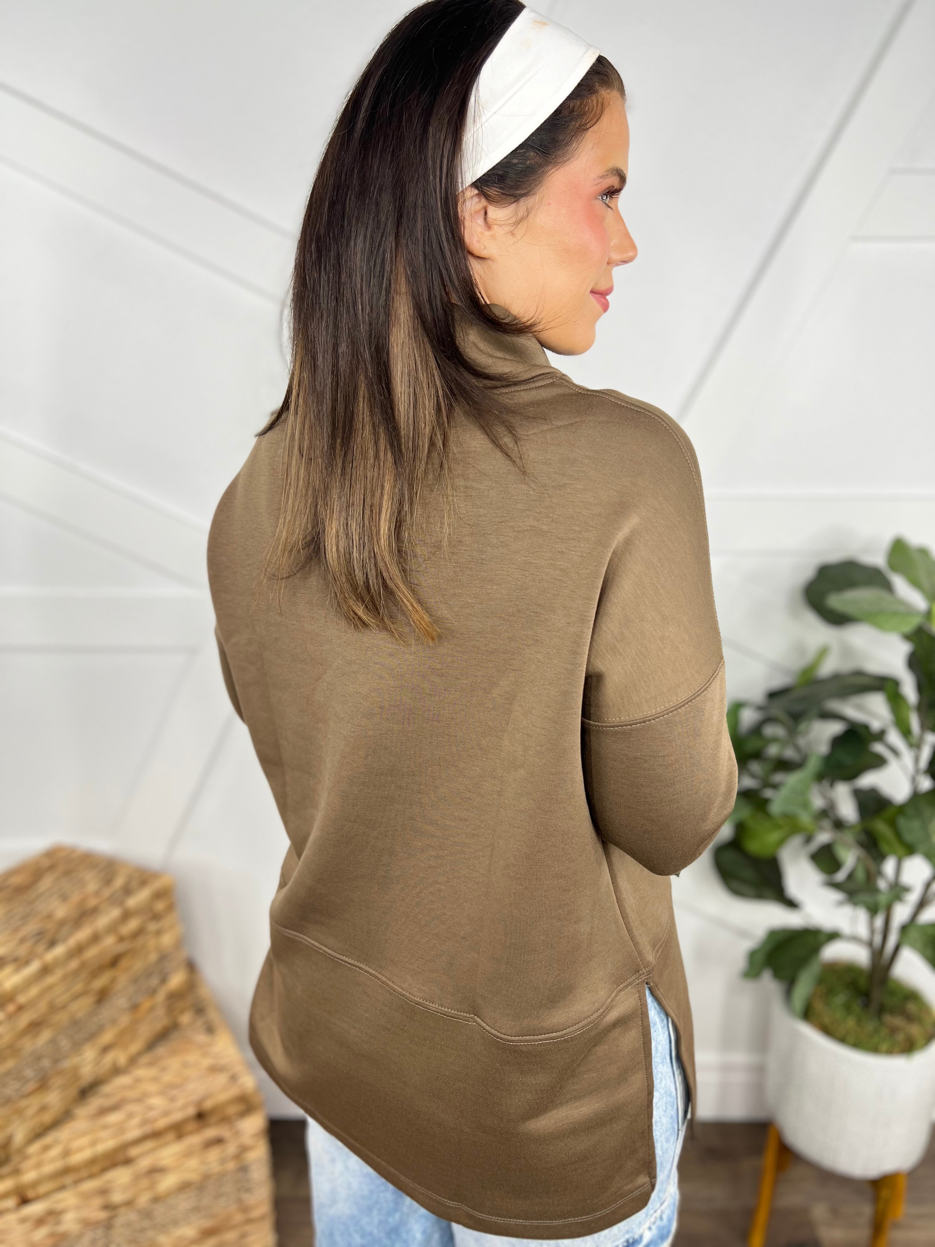 Vienna Cowl Neck Top - Mocha-120 Long Sleeve Tops-DEAR SCARLETT-Heathered Boho Boutique, Women's Fashion and Accessories in Palmetto, FL