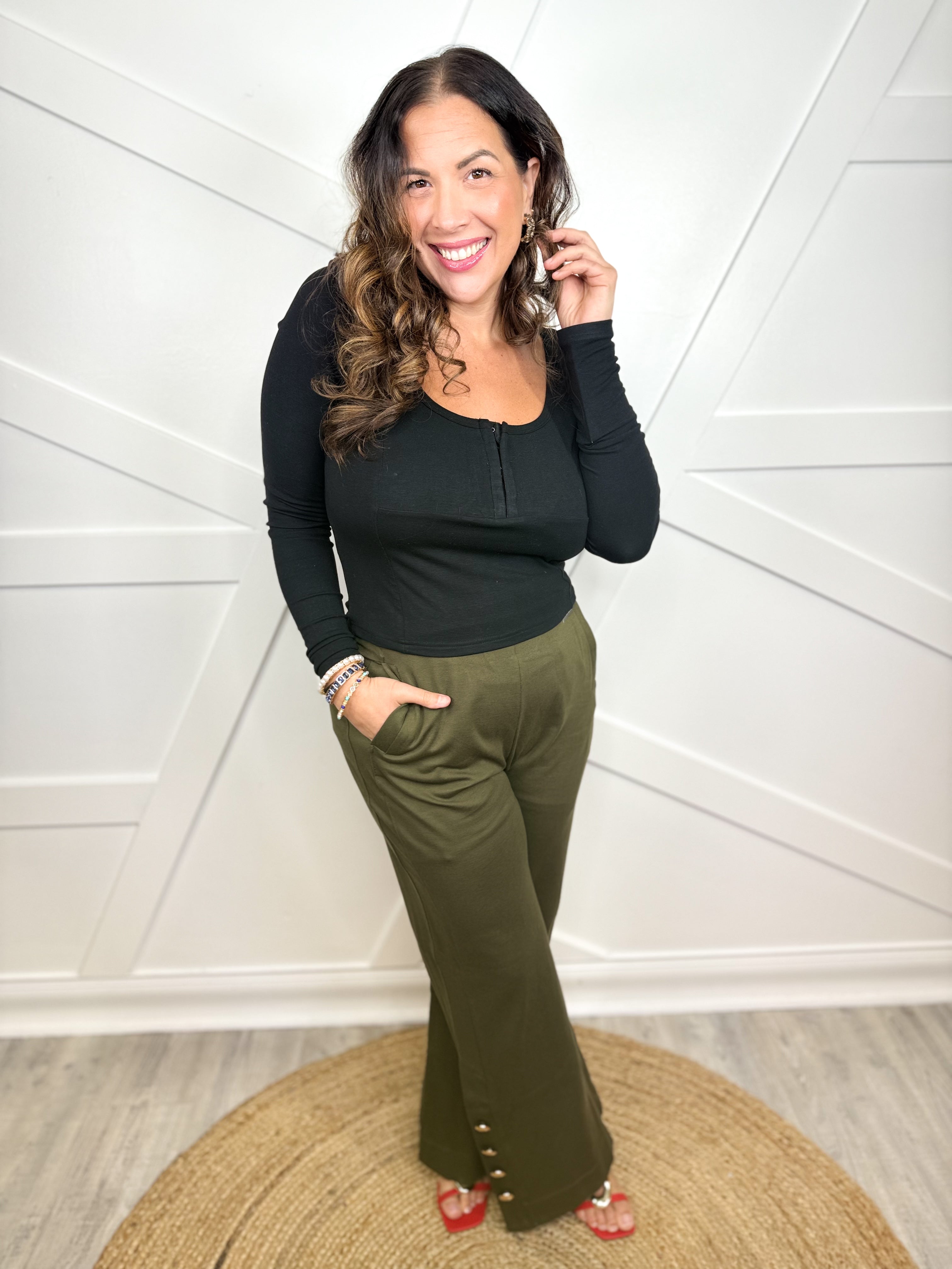 Gala Pants - Olive-150 PANTS-DEAR SCARLETT-Heathered Boho Boutique, Women's Fashion and Accessories in Palmetto, FL