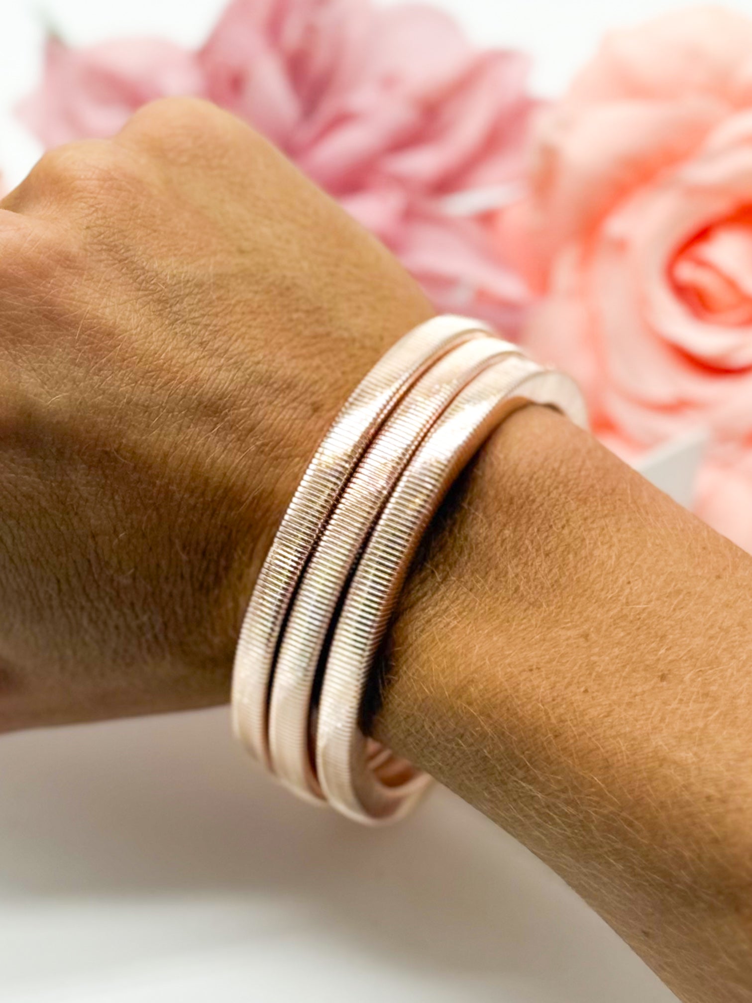 Three Piece Snake Chain Bracelet Set-310 Jewelry-RM Manufacturing-Heathered Boho Boutique, Women's Fashion and Accessories in Palmetto, FL