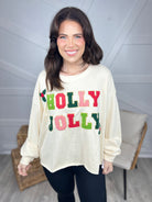 Holly Jolly Long Sleeve Top-120 Long Sleeve Tops-Umgee-Heathered Boho Boutique, Women's Fashion and Accessories in Palmetto, FL