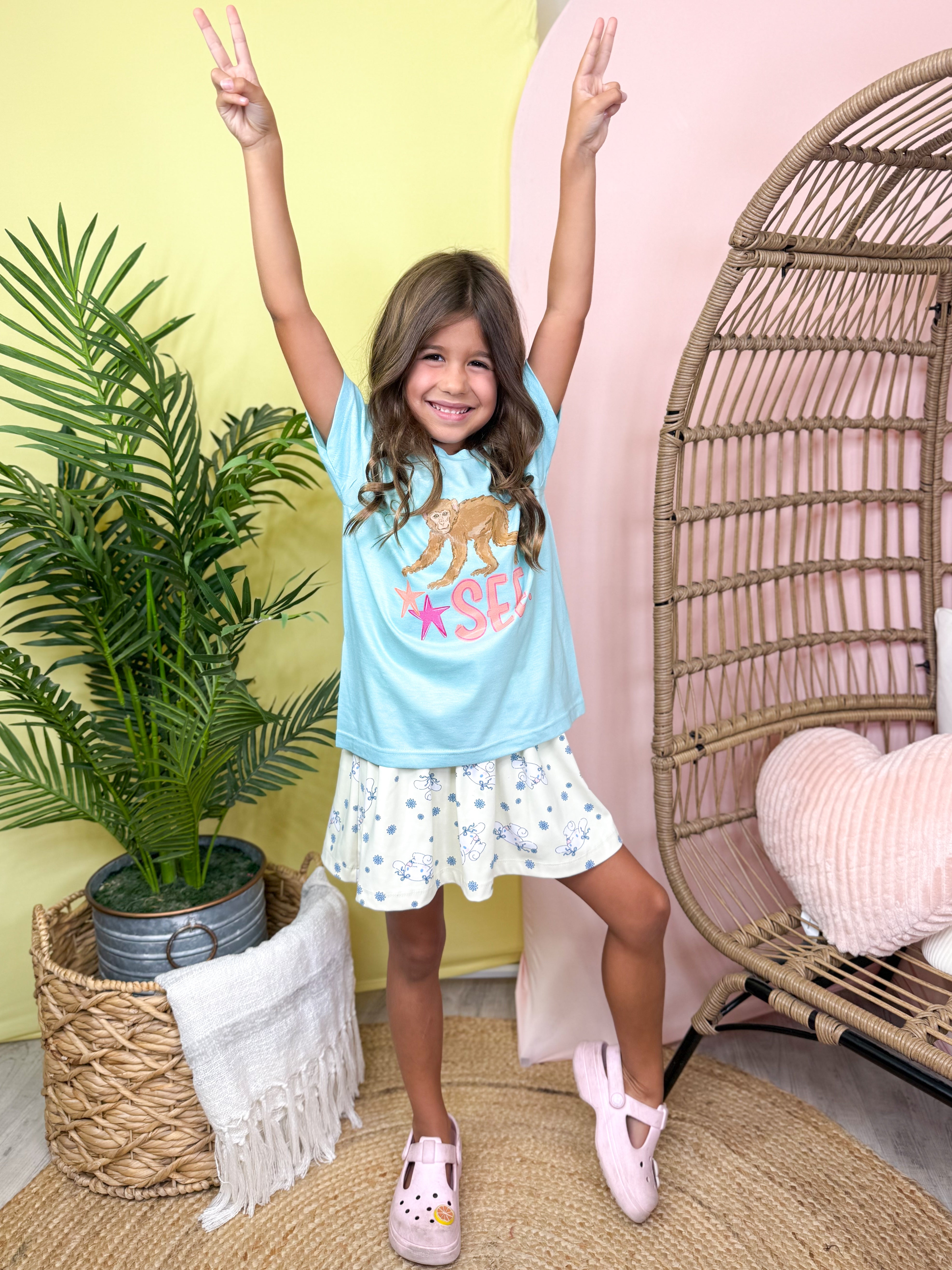 Youth - Monkey See Graphic Tee-130 Graphic Tees-Heathered Boho-Heathered Boho Boutique, Women's Fashion and Accessories in Palmetto, FL