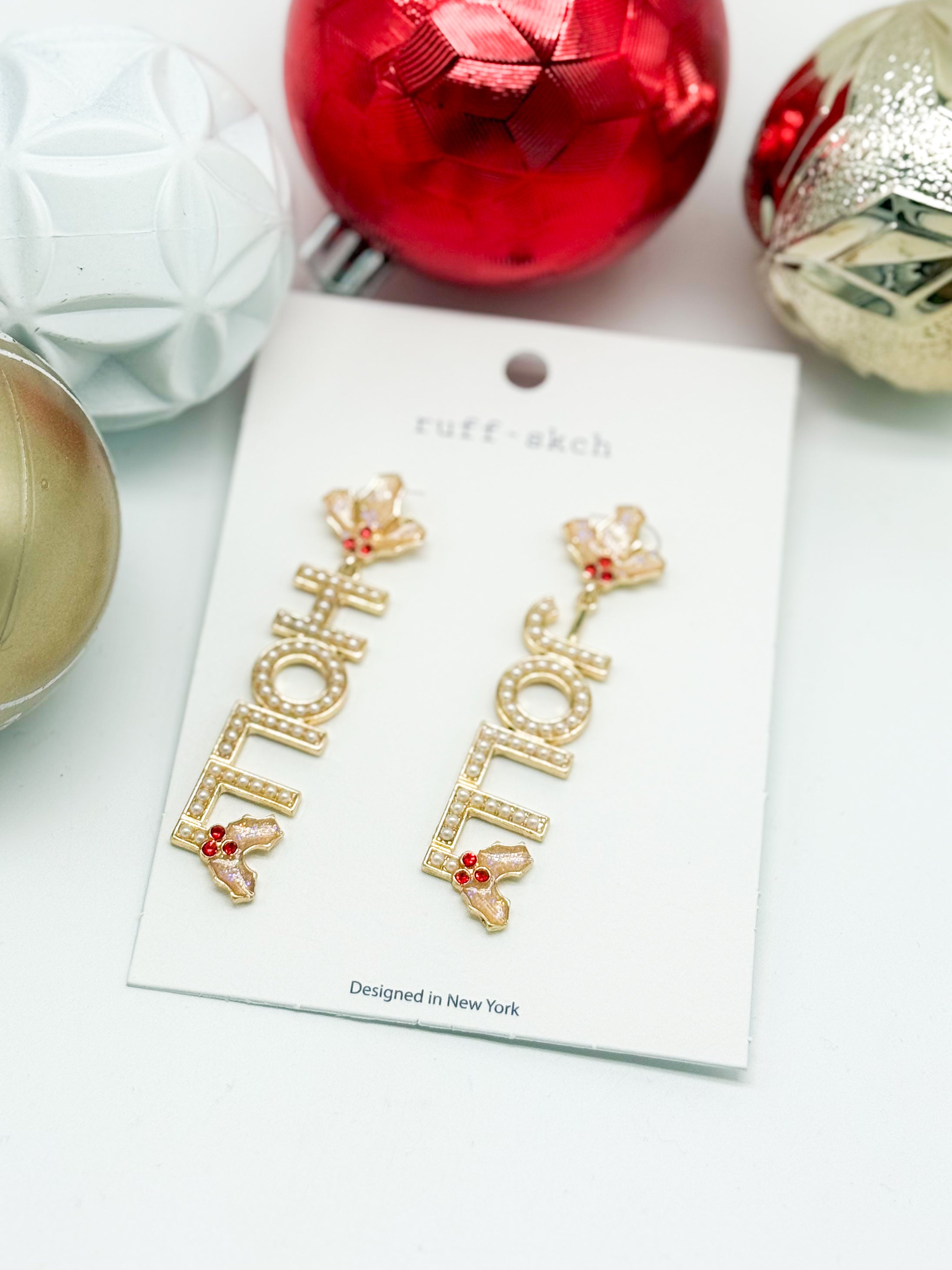 Pearl HOLLY JOLLY Earring-310 Jewelry-Rough Sketch-Heathered Boho Boutique, Women's Fashion and Accessories in Palmetto, FL