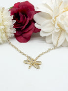 Pave Dragonfly Necklace-310 Jewelry-Millenx Accessories, LLC.-Heathered Boho Boutique, Women's Fashion and Accessories in Palmetto, FL