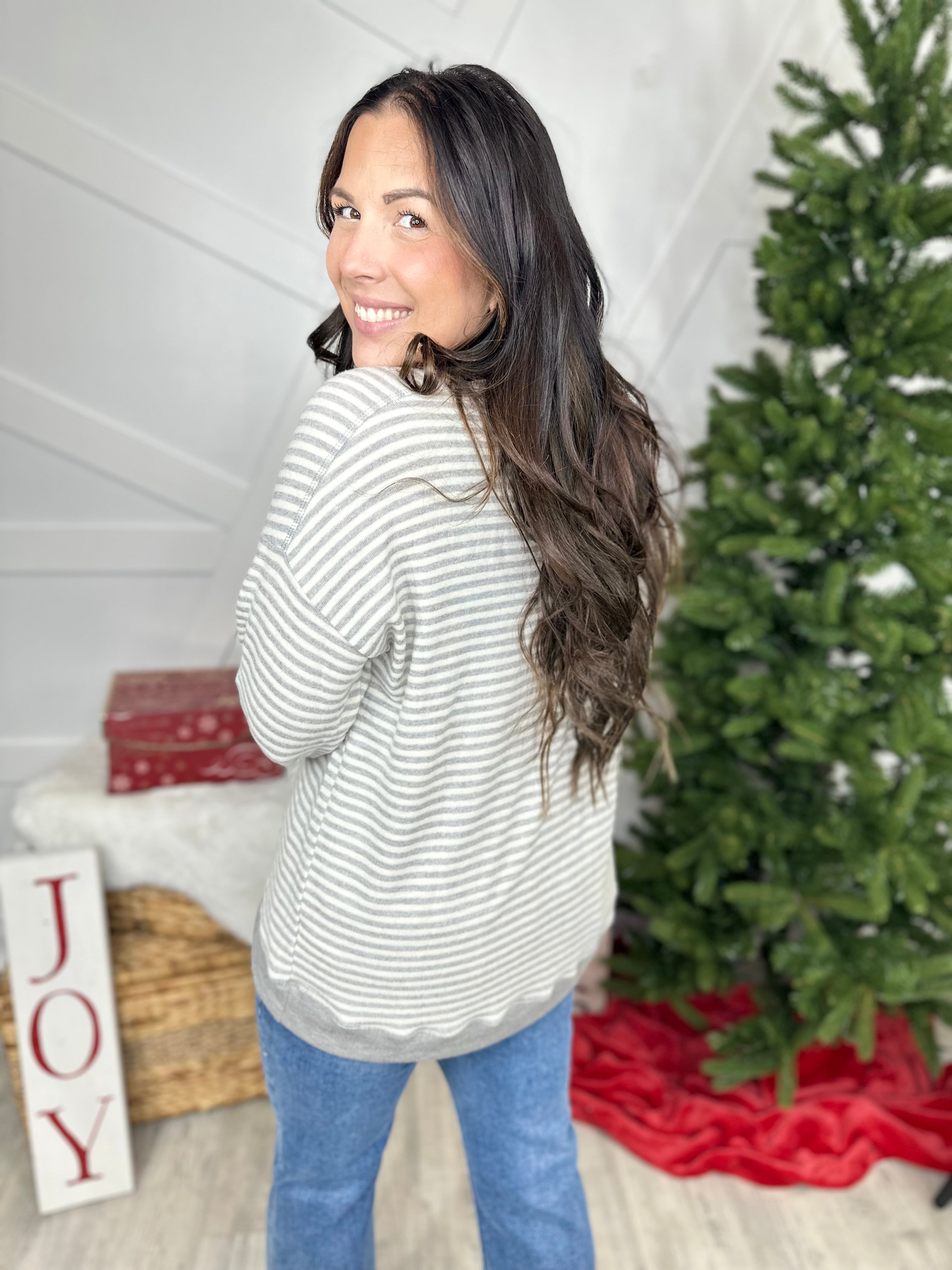 So Casual Long Sleeve Top-120 Long Sleeve Tops-Sew In Love-Heathered Boho Boutique, Women's Fashion and Accessories in Palmetto, FL