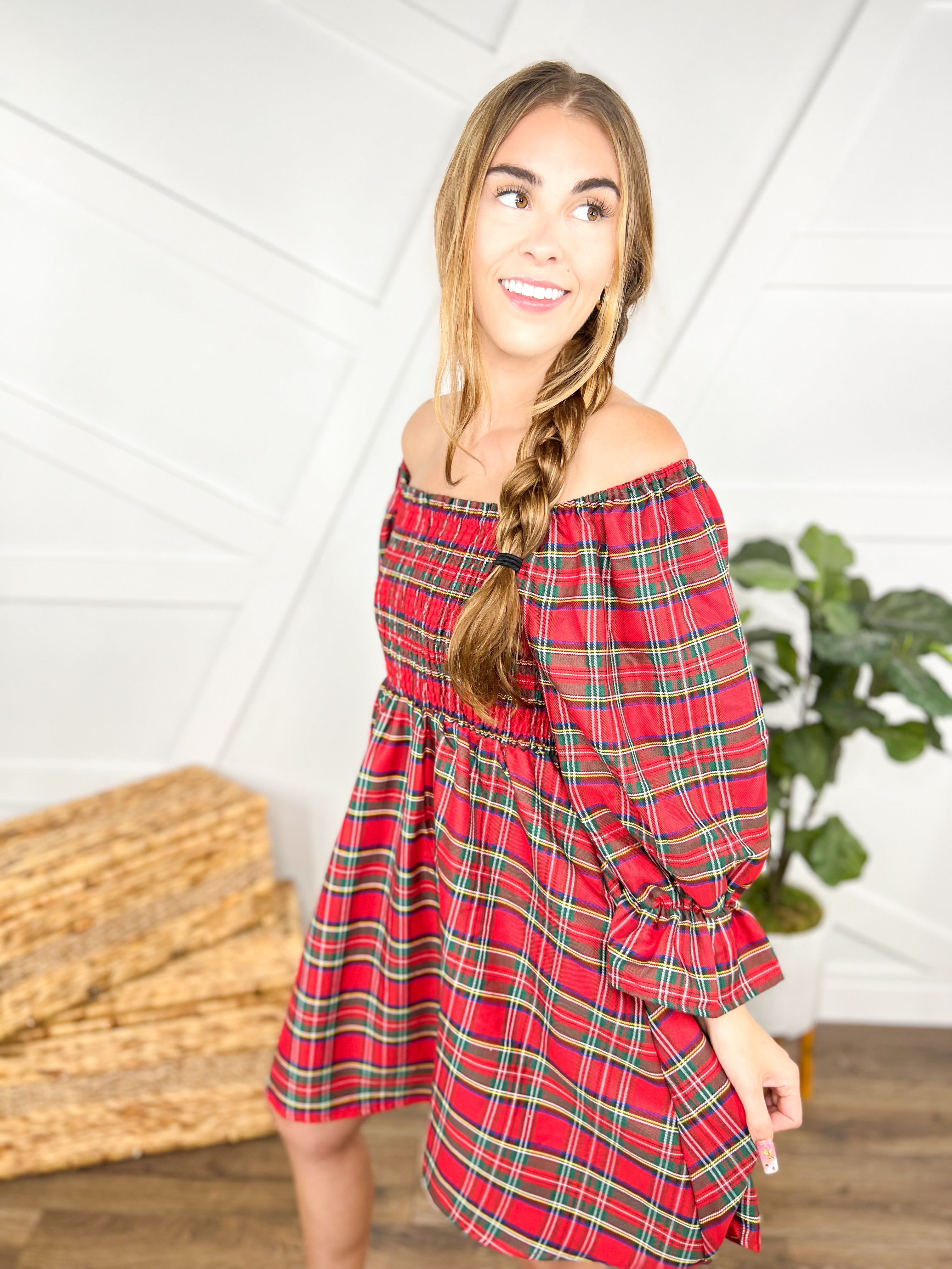 Tartan Dress-230 Dresses/Jumpsuits/Rompers-Simply Southern-Heathered Boho Boutique, Women's Fashion and Accessories in Palmetto, FL