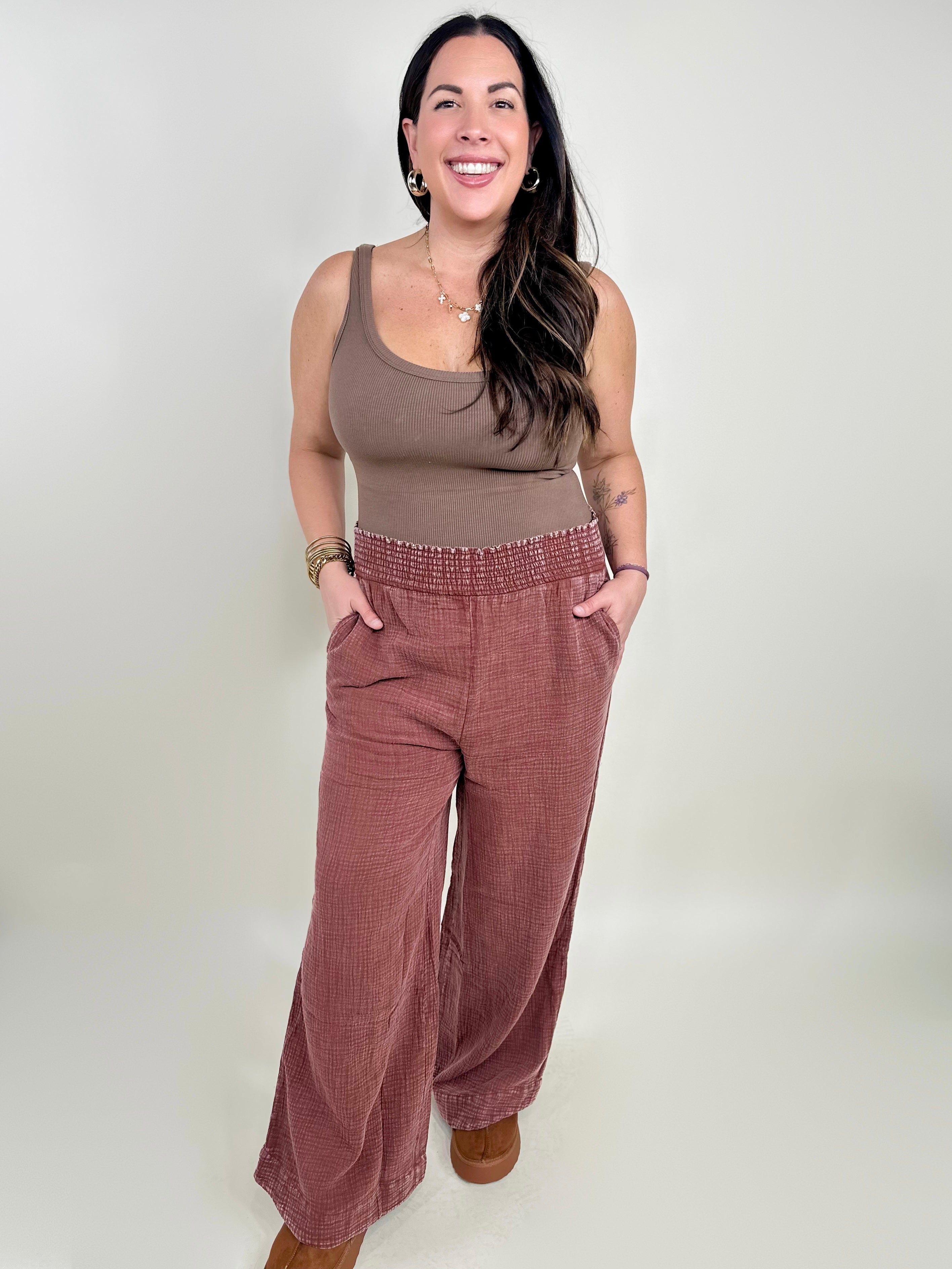 Simplicity Wide Leg Pants-400 Takeover/Pre-Order-Easel-Heathered Boho Boutique, Women's Fashion and Accessories in Palmetto, FL