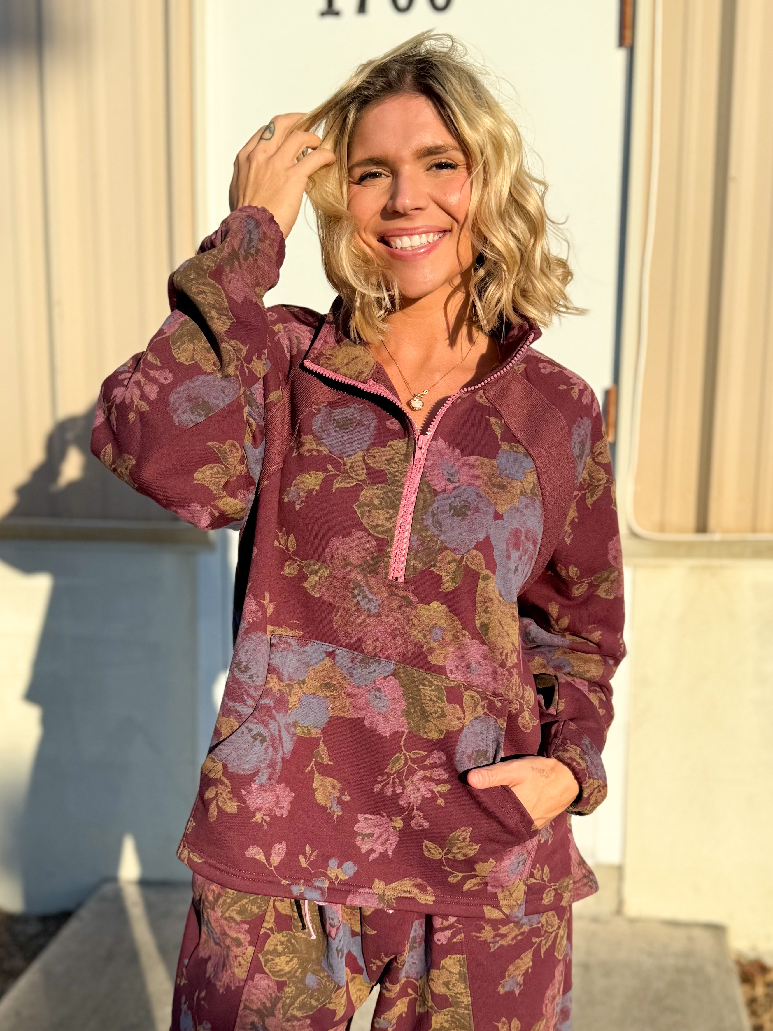 Soft Blossom Set-240 ACTIVEWEAR/SETS-Davi & Dani-Heathered Boho Boutique, Women's Fashion and Accessories in Palmetto, FL