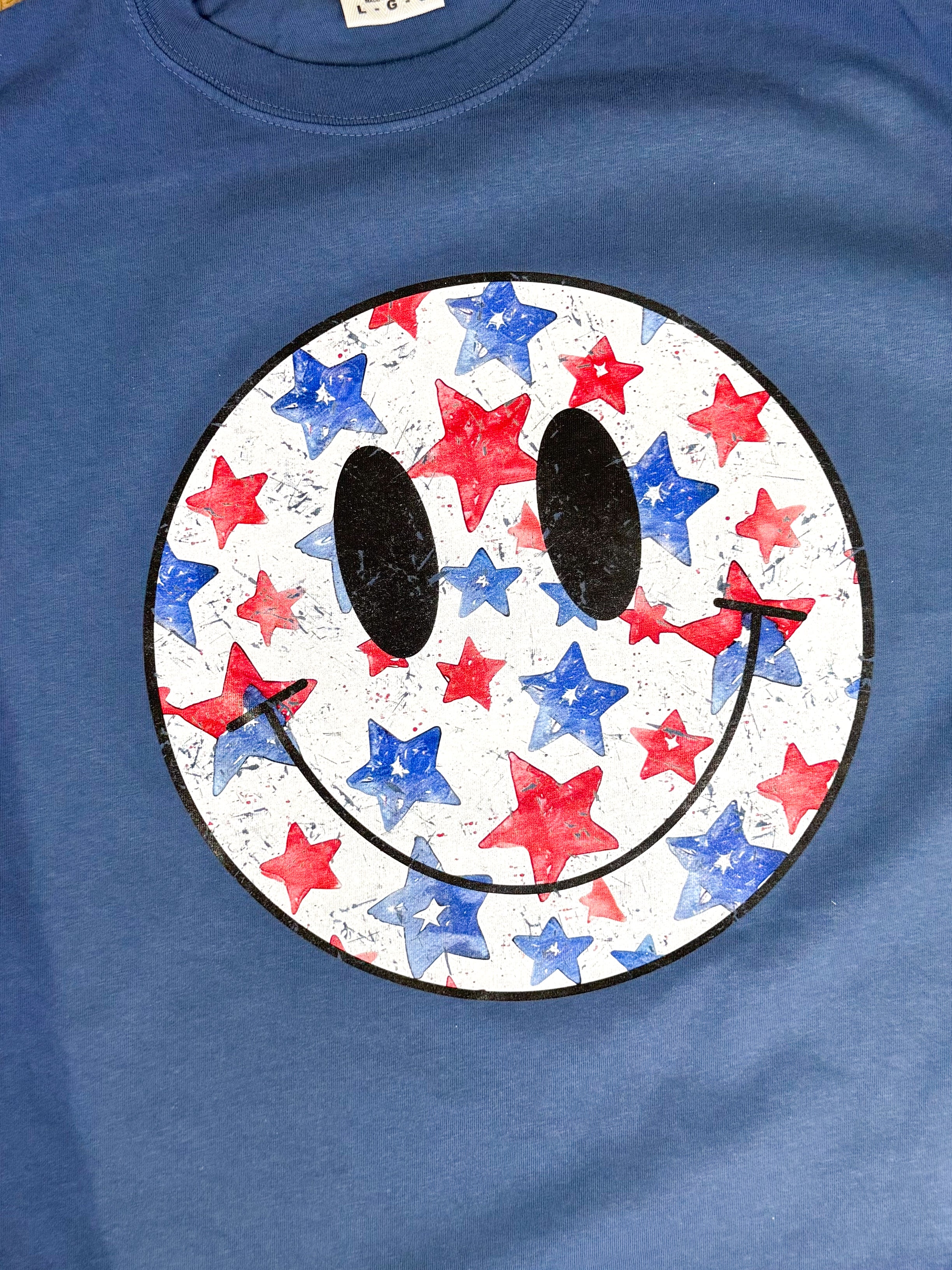 Retro 4th of July Smiley Graphic Tee-130 Graphic Tees-Heathered Boho-Heathered Boho Boutique, Women's Fashion and Accessories in Palmetto, FL